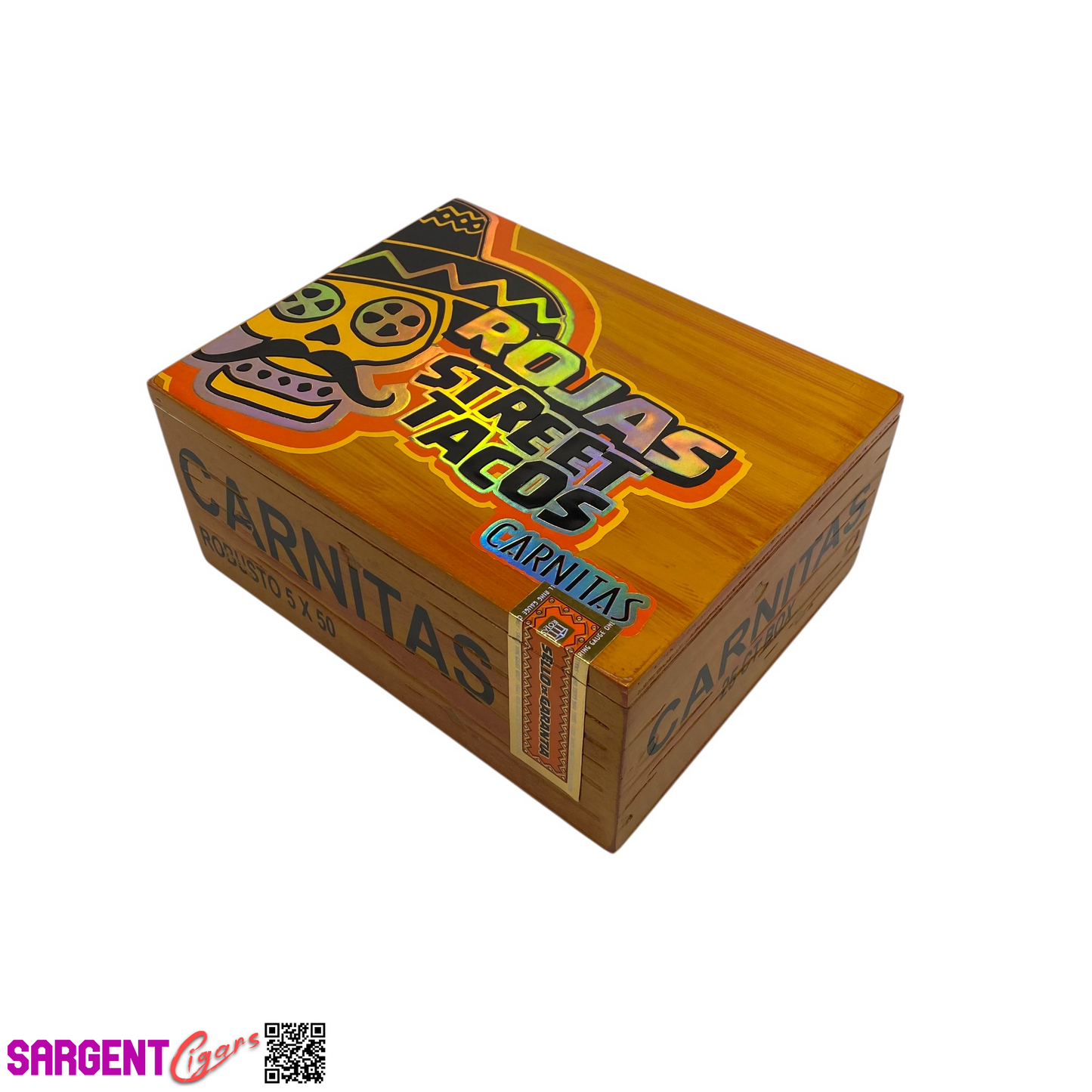 Rojas Street Tacos Carnitas Robusto Empty Wooden Cigar Box 7.5x6x3.5