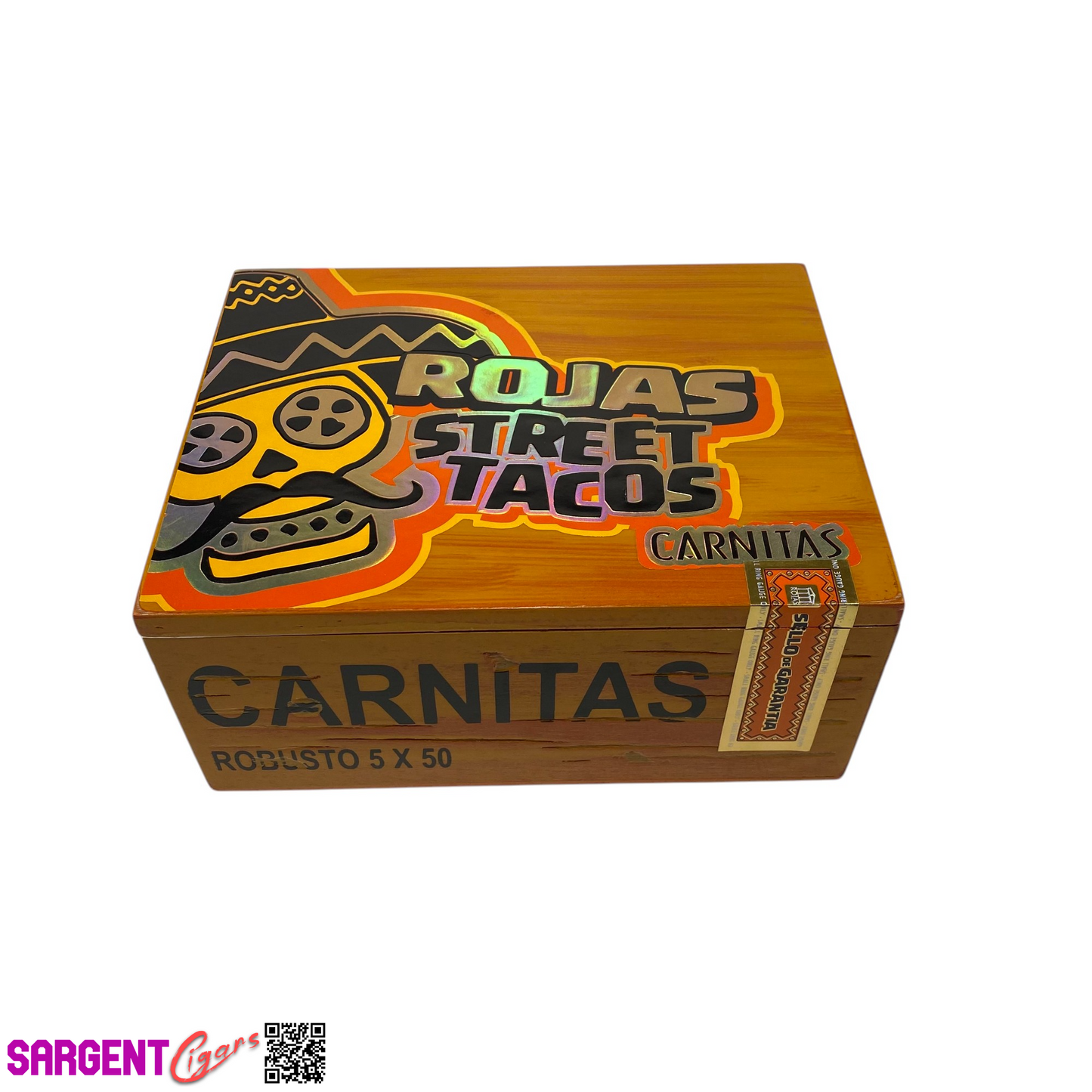Rojas Street Tacos Carnitas Robusto Empty Wooden Cigar Box 7.5x6x3.5