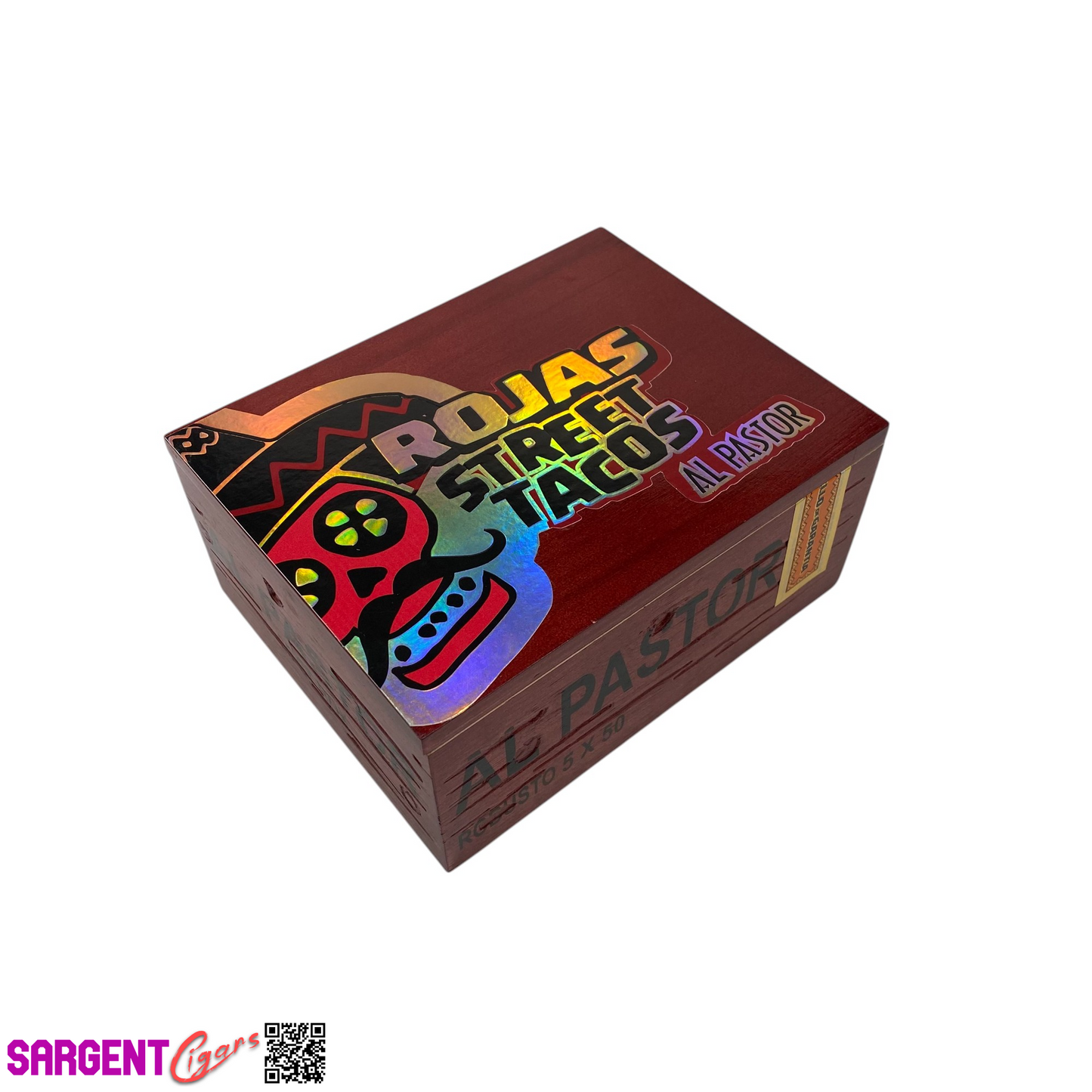 Rojas Street Tacos Al Pastor Robusto Empty Wooden Cigar Box 7.5x6x3.5