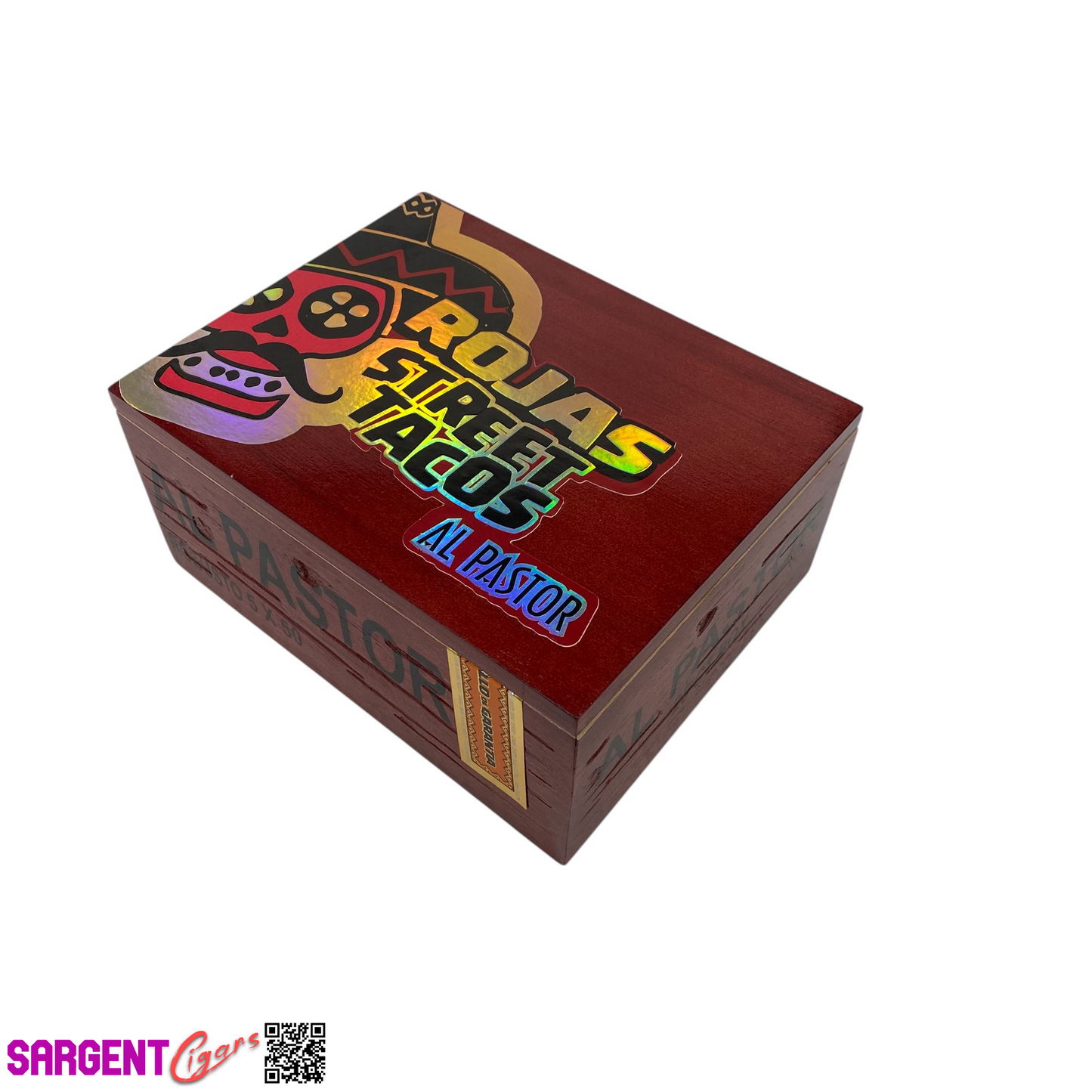 Rojas Street Tacos Al Pastor Robusto Empty Wooden Cigar Box 7.5x6x3.5
