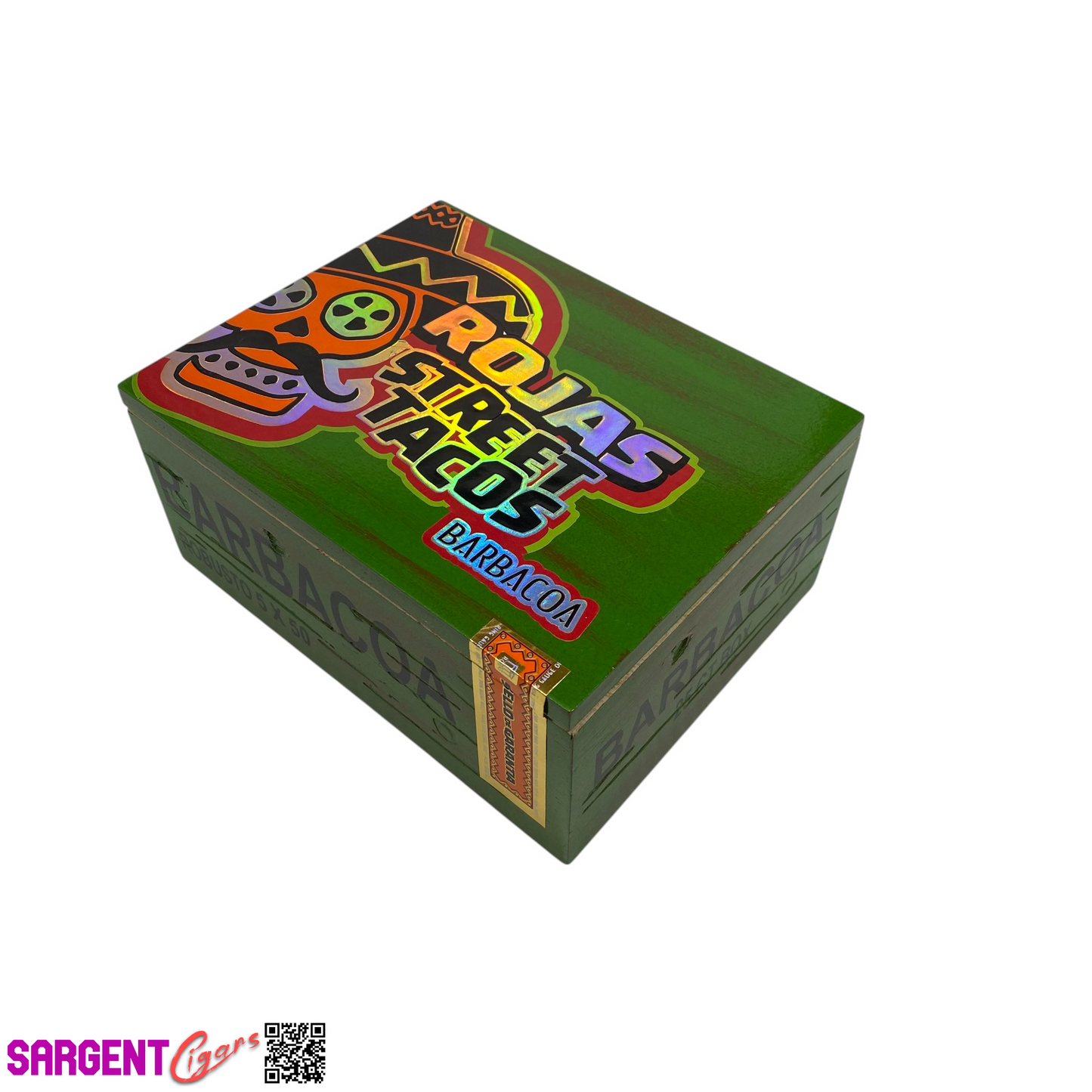 Rojas Street Tacos Barbacoa Robusto Empty Wooden Cigar Box 7.5x6x3.5