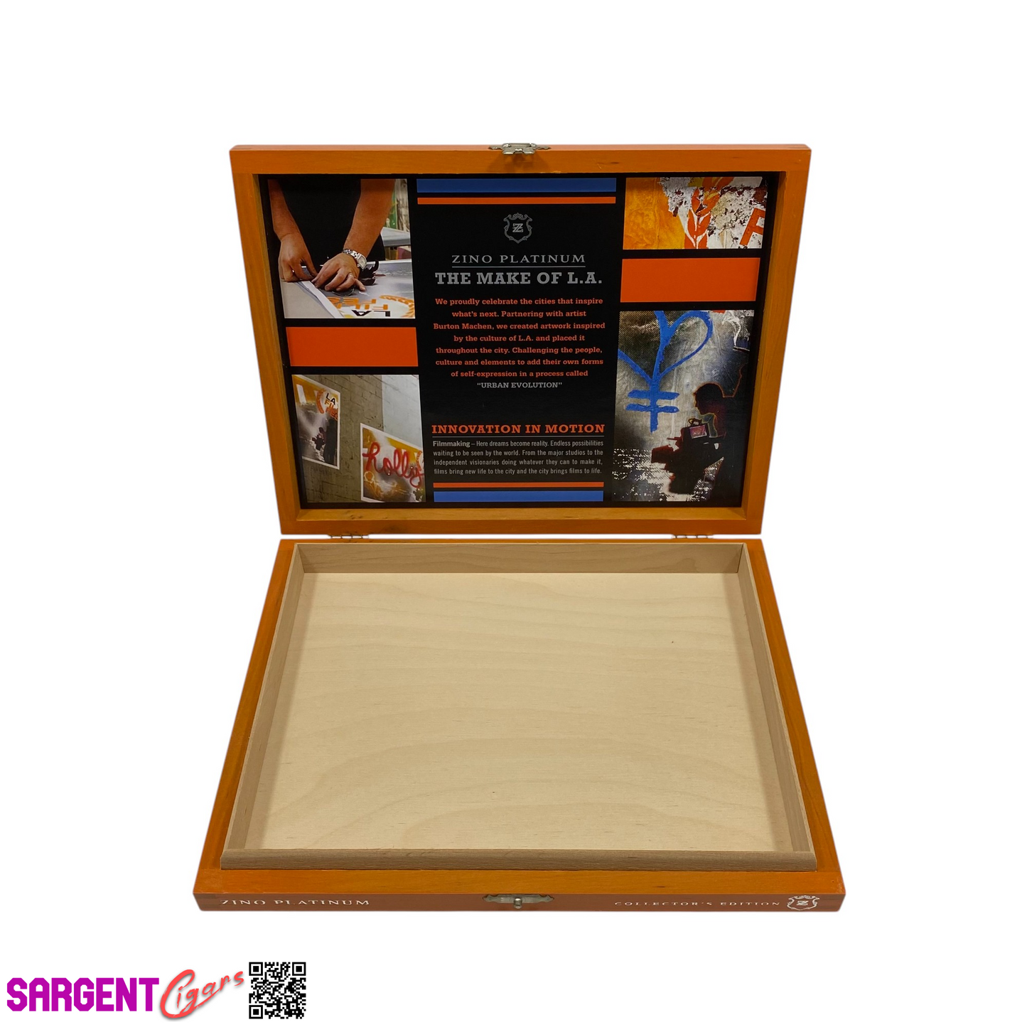 Zino Platinum Collectors Edition Empty Wooden Cigar Box 9.25x7x1