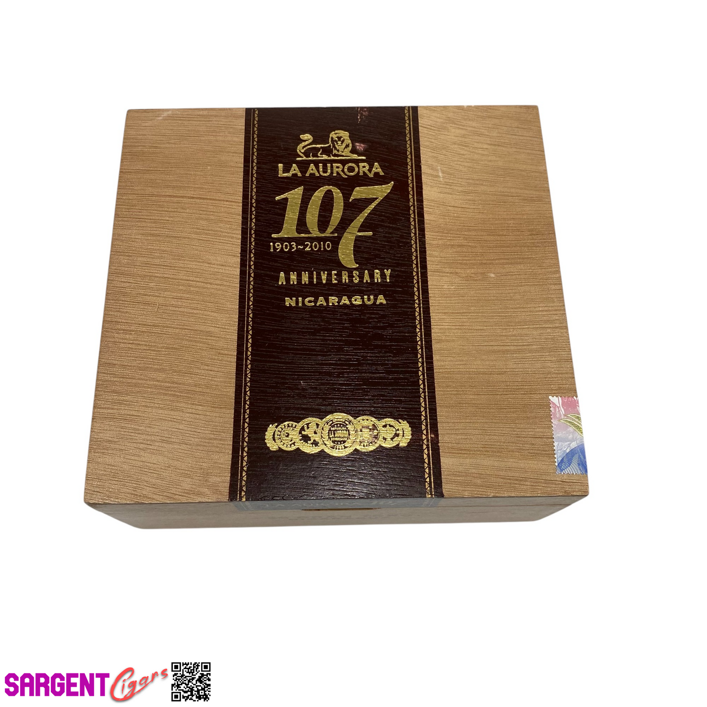 La Aurora 107 Gran Toro Empty Wooden Cigar Box 7.25x7x3.25