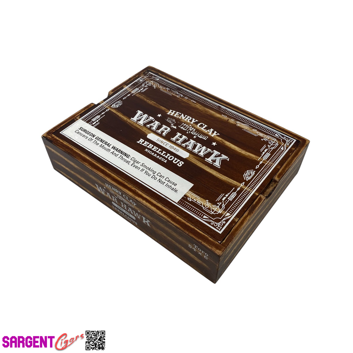 Henry Clay War Hawk Rebellious Toro Empty Wooden Cigar Box 9x7x2