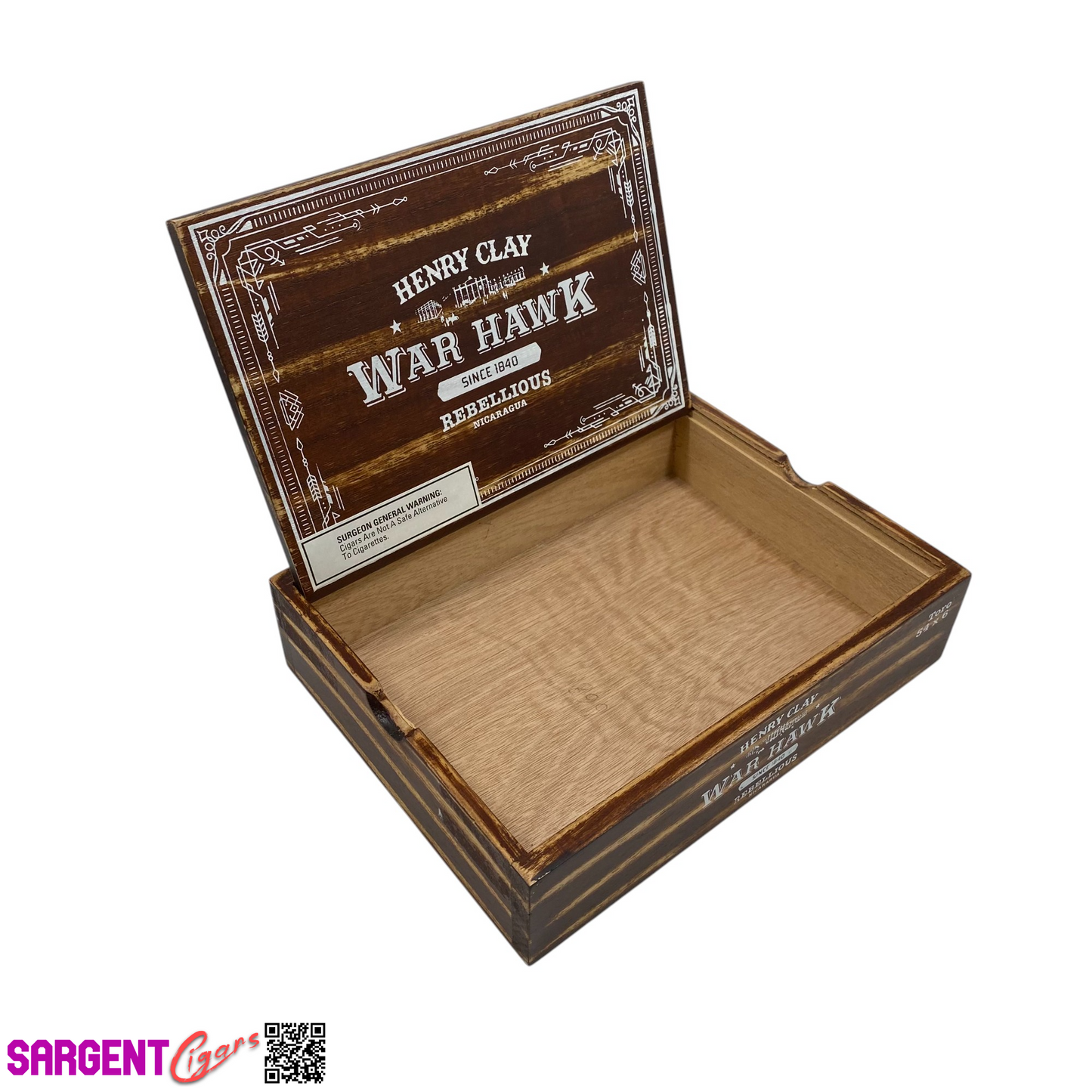 Henry Clay War Hawk Rebellious Toro Empty Wooden Cigar Box 9x7x2