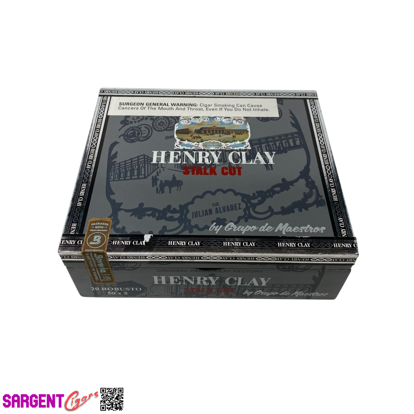 Henry Clay Stalk Cut Robusto Empty Wooden Cigar Box 7x6.5x2.25