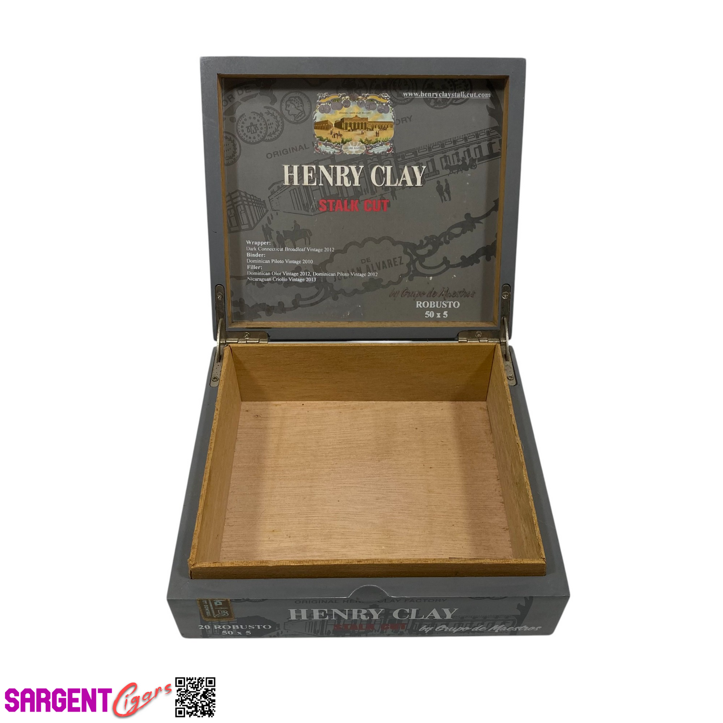 Henry Clay Stalk Cut Robusto Empty Wooden Cigar Box 7x6.5x2.25