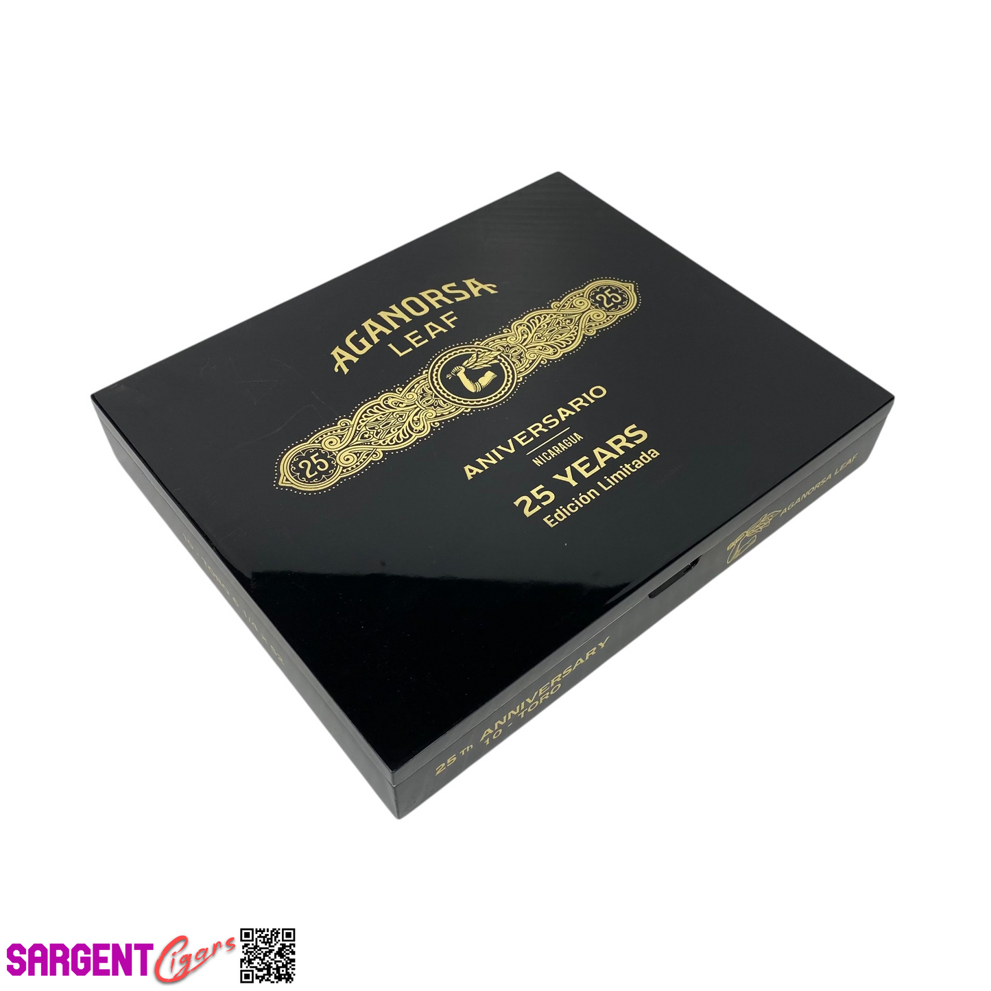 Aganorsa Leaf 25th Aniversario Toro Empty Wooden Cigar Box 9x7.25x1.5