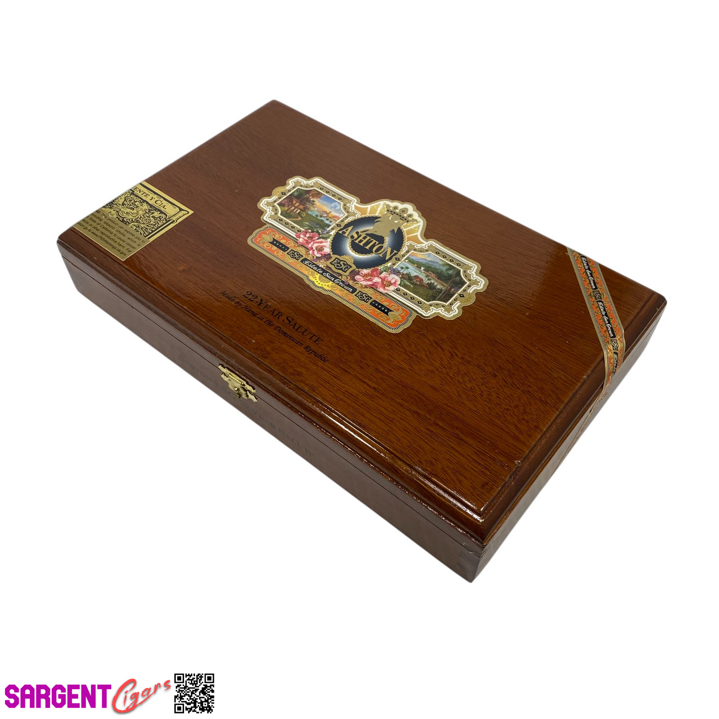 Ashton ESG 22 Year Salute Empty Wooden Cigar Box 11.5x7x2