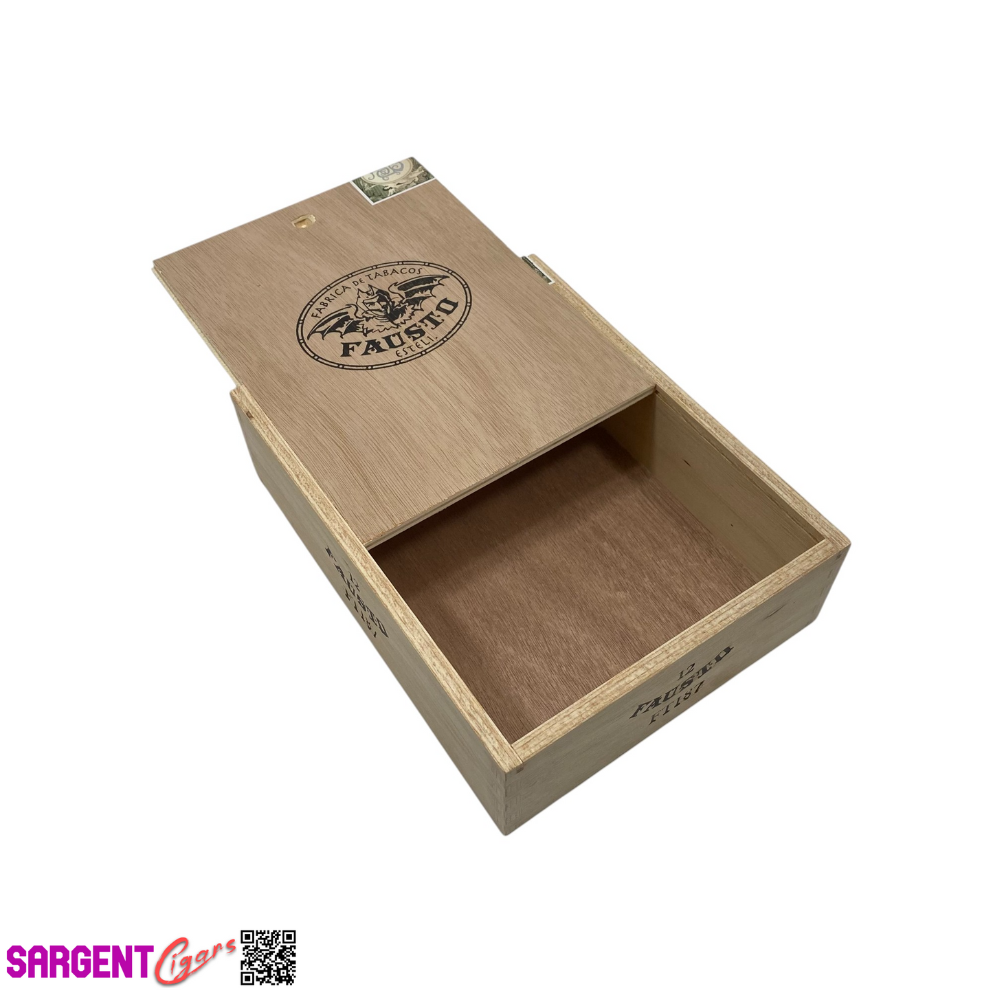 Tatuaje Fausto FT187 Empty Wooden Cigar Box 6.25x8x2.25