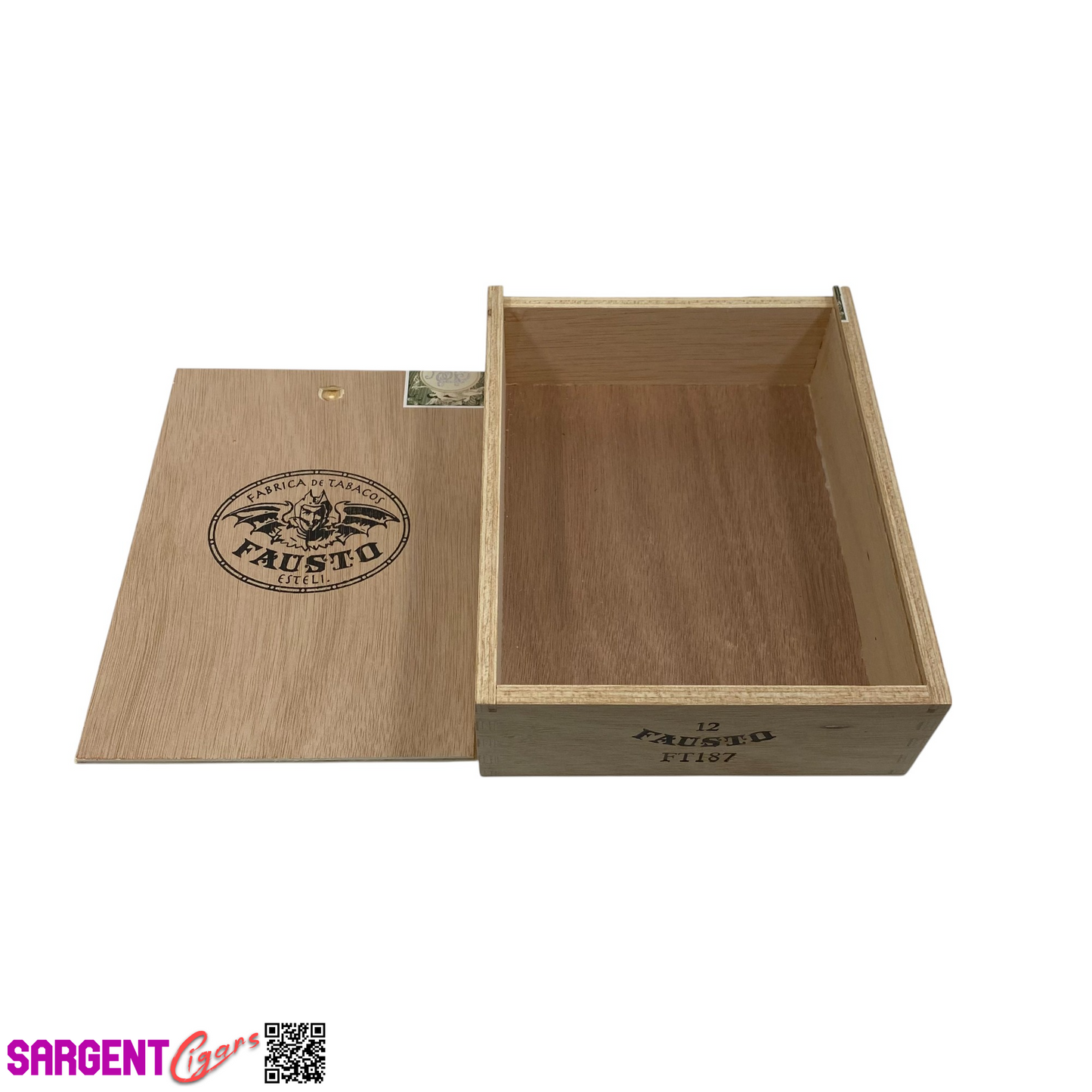 Tatuaje Fausto FT187 Empty Wooden Cigar Box 6.25x8x2.25