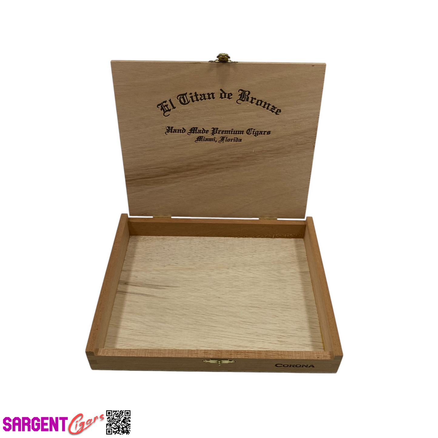 El Titan De Bronze Corona Empty Wooden Cigar Box 8x6.5x1
