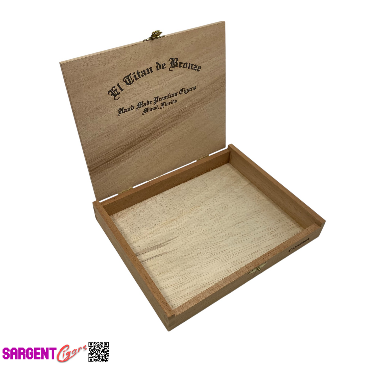 El Titan De Bronze Corona Empty Wooden Cigar Box 8x6.5x1