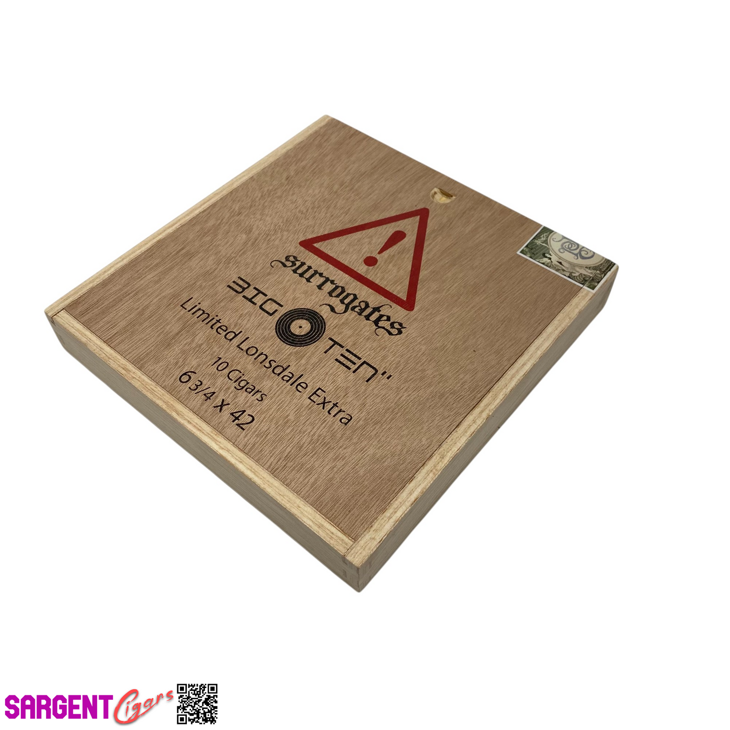 Surrogates Big Ten Lonsdale Empty Wooden Cigar Box 7.25x7.5x1