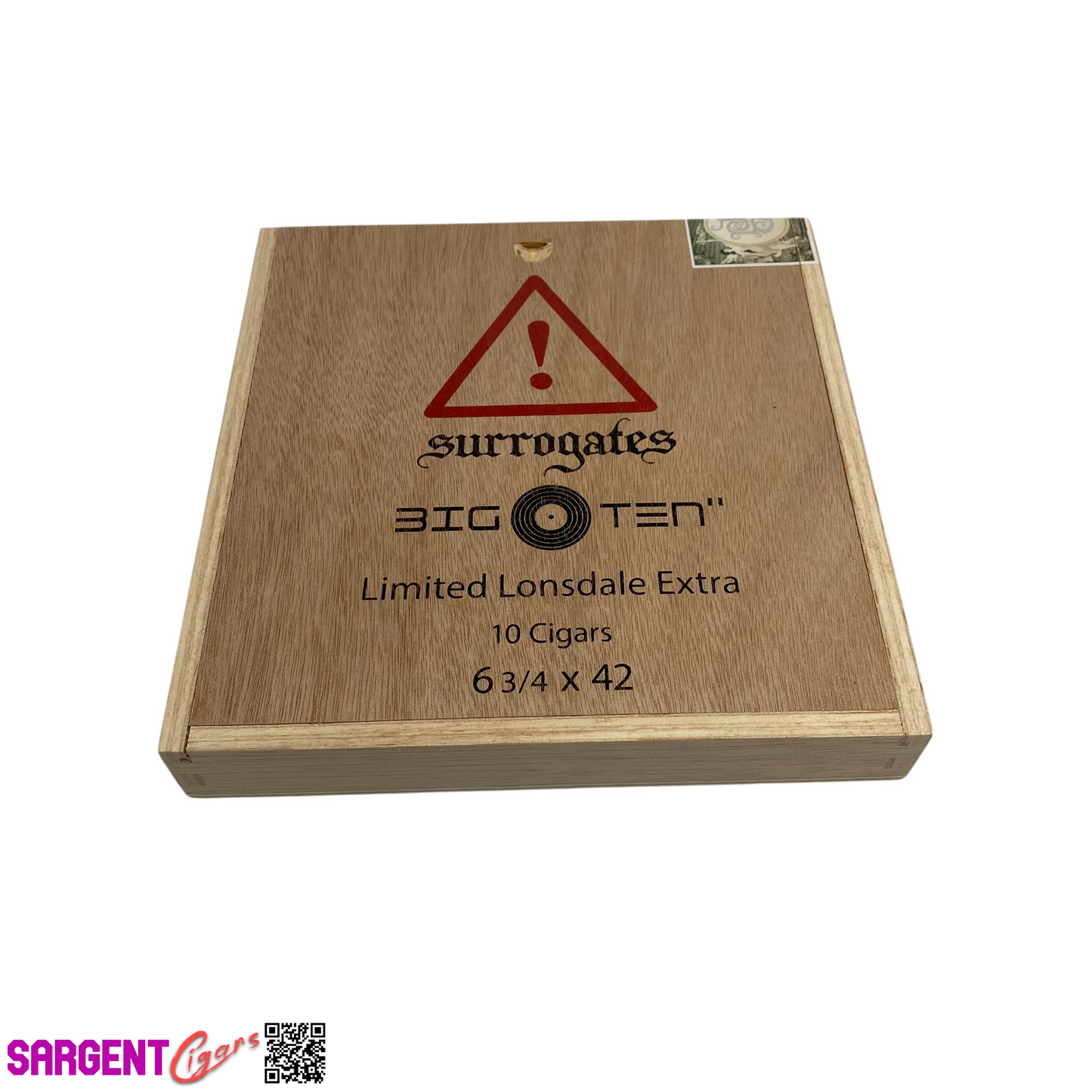 Surrogates Big Ten Lonsdale Empty Wooden Cigar Box 7.25x7.5x1