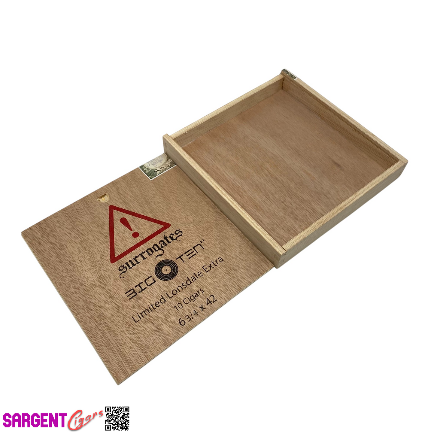Surrogates Big Ten Lonsdale Empty Wooden Cigar Box 7.25x7.5x1