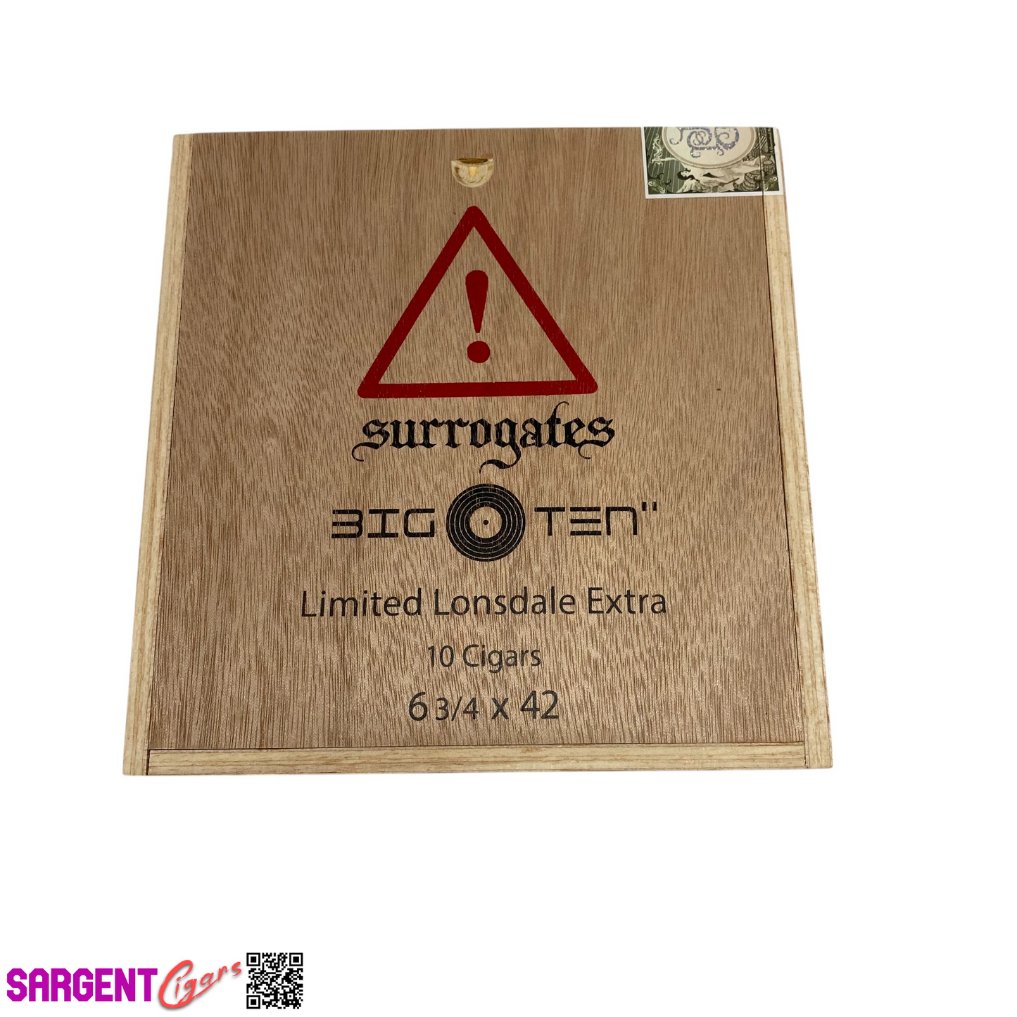 Surrogates Big Ten Lonsdale Empty Wooden Cigar Box 7.25x7.5x1