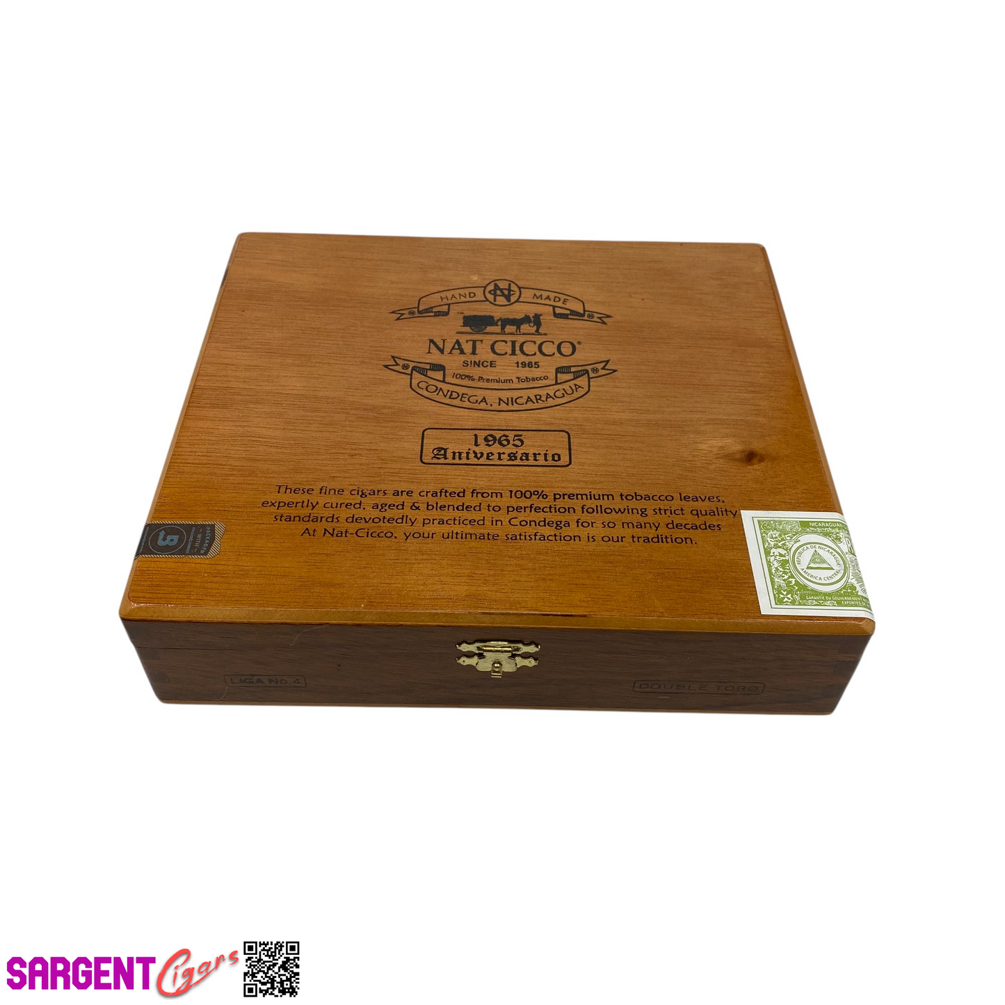 Nat Cicco 1965 Double Toro Empty Wooden Cigar Box 9x8x2