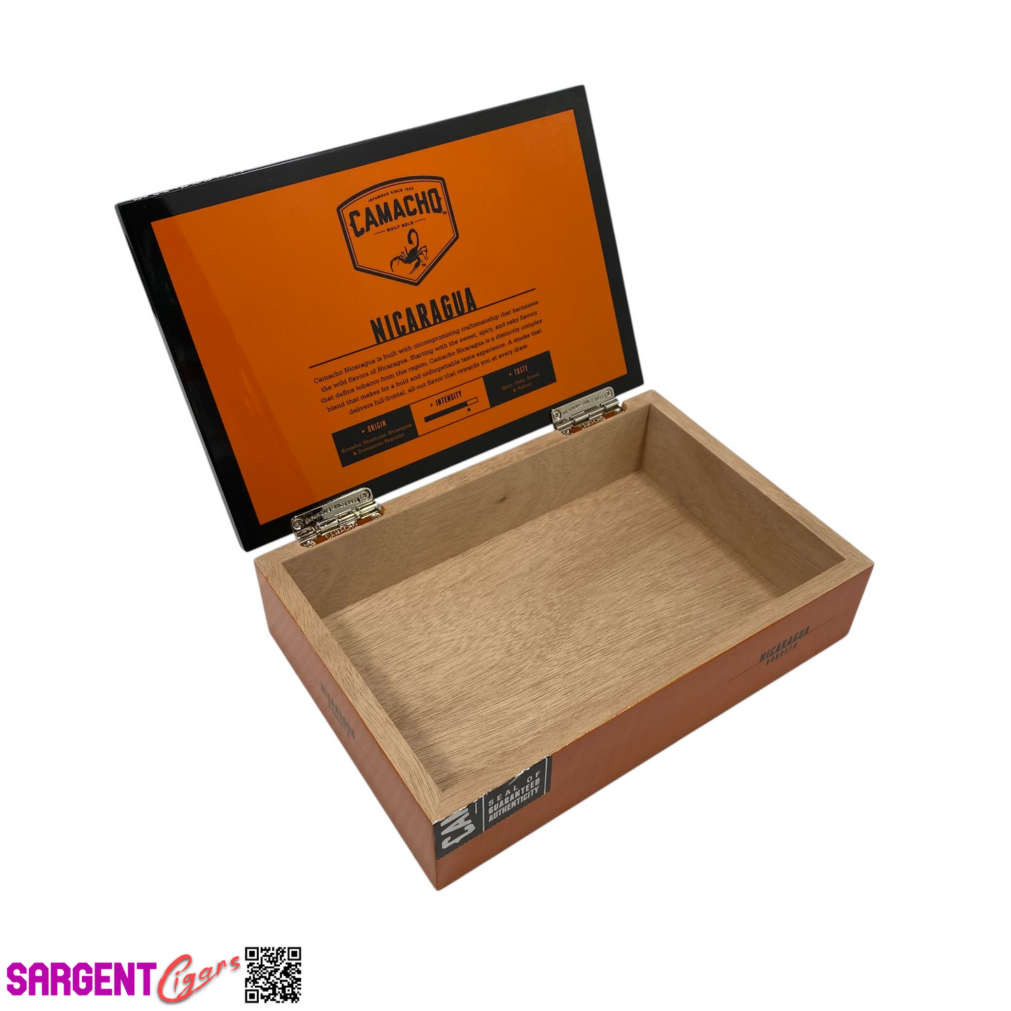 Camacho Nicaragua Robusto Empty Wooden Cigar Box 9x6x2.25