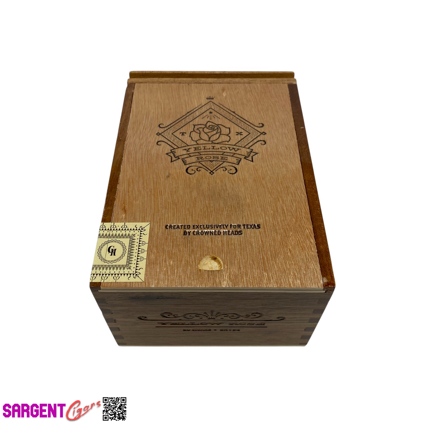 Crowned Heads Yellow Rose Empty Wooden Cigar Box 5x7.5x3.5