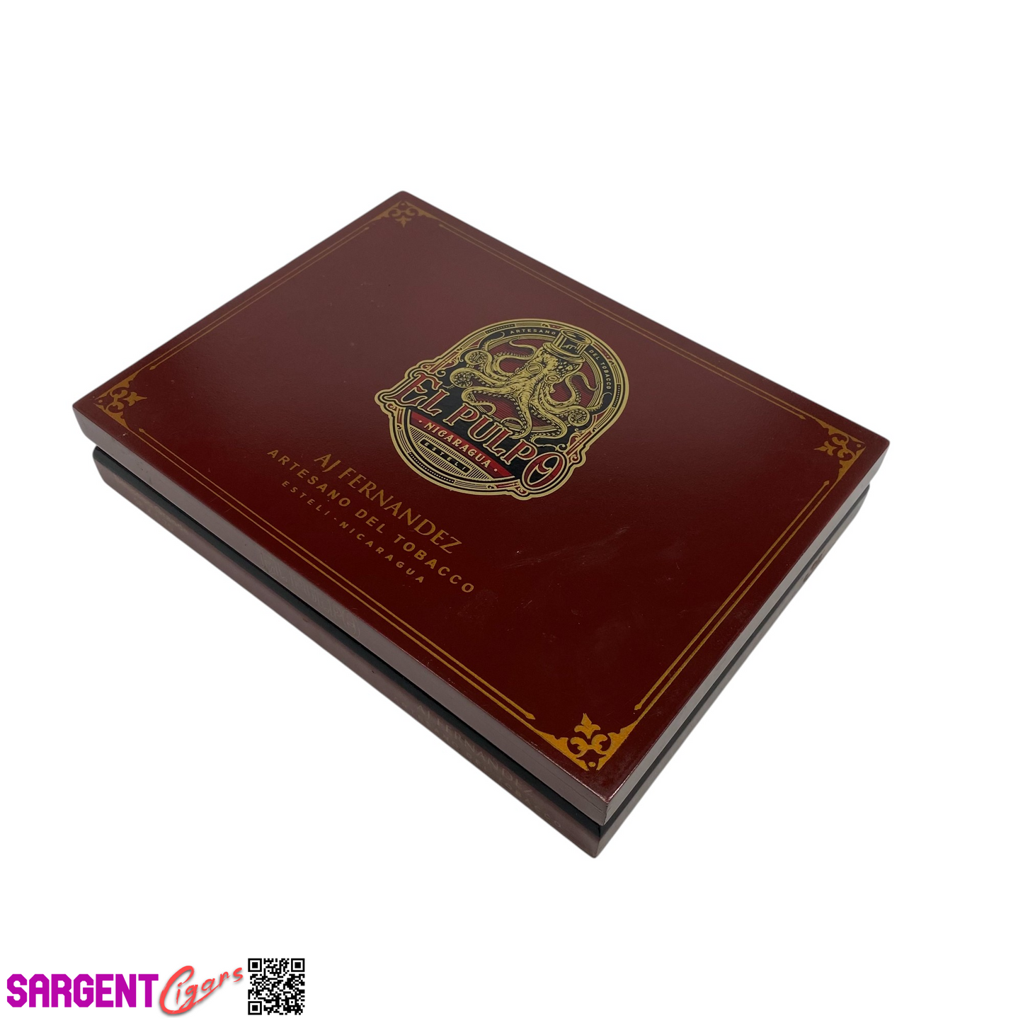 Aj Fernandez El Pulpo Belicoso Empty Wooden Cigar Box 9x6.75x1.5