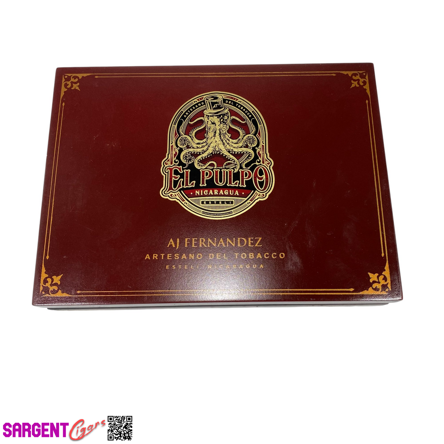 Aj Fernandez El Pulpo Belicoso Empty Wooden Cigar Box 9x6.75x1.5