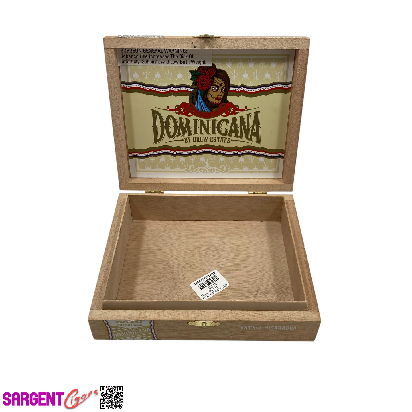 Deadwood Dominicana Pequenas Empty Wooden Cigar Box 7x5.75x1.75