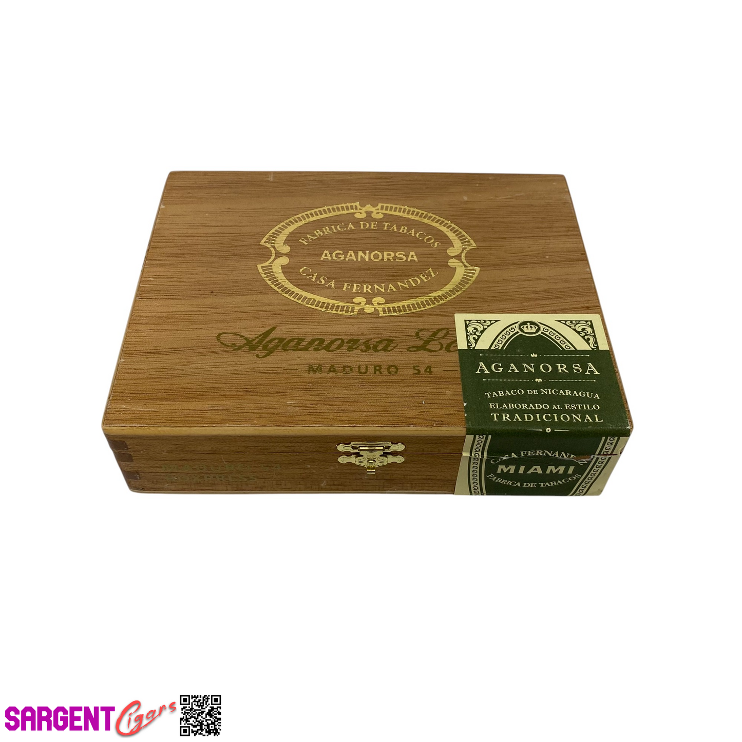 Aganorsa Leaf Maduro No54 Empty Wooden Cigar Box 7.75x6x1.75