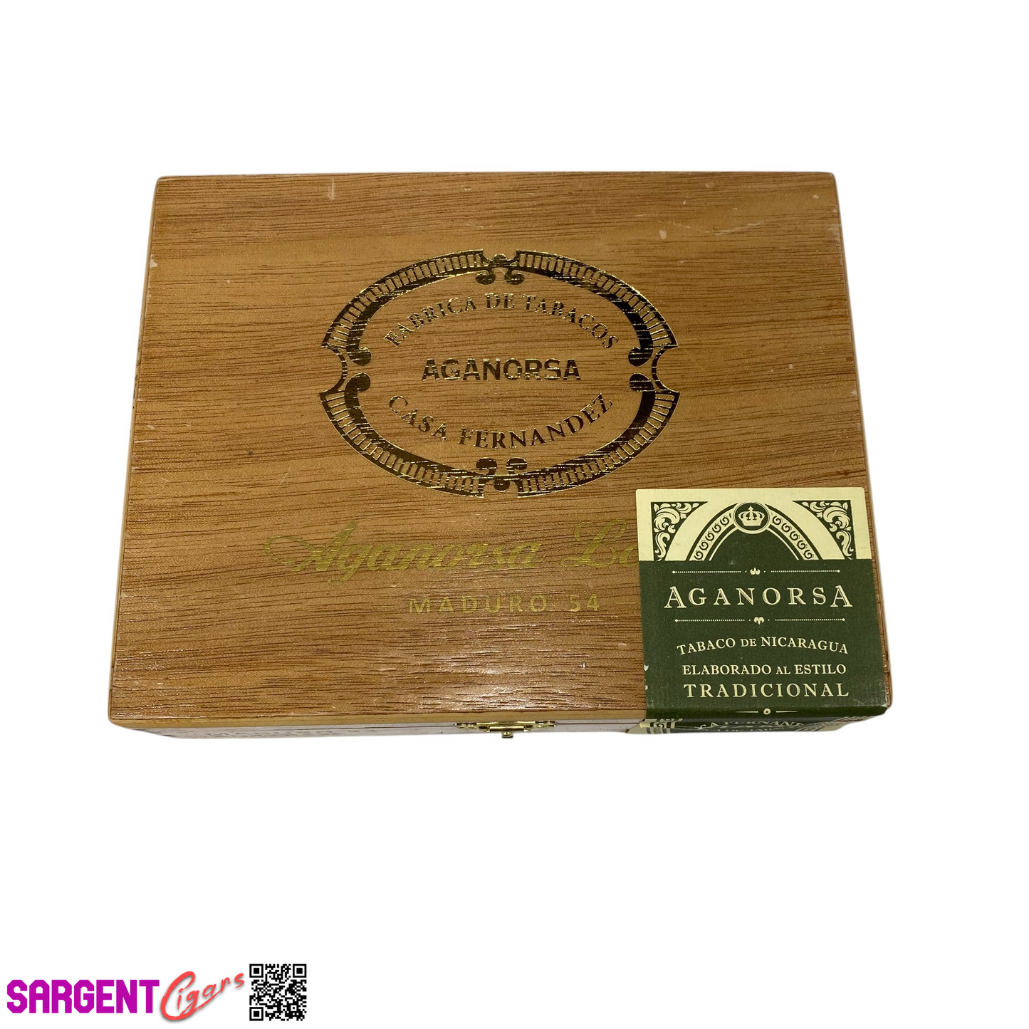 Aganorsa Leaf Maduro No54 Empty Wooden Cigar Box 7.75x6x1.75