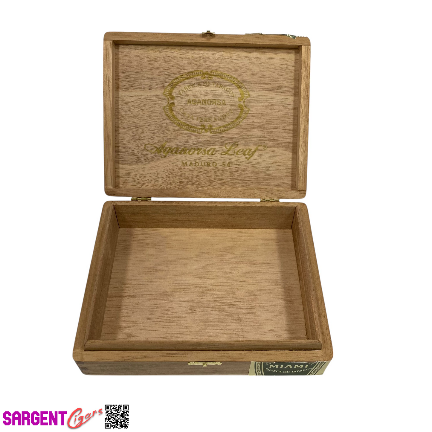Aganorsa Leaf Maduro No54 Empty Wooden Cigar Box 7.75x6x1.75