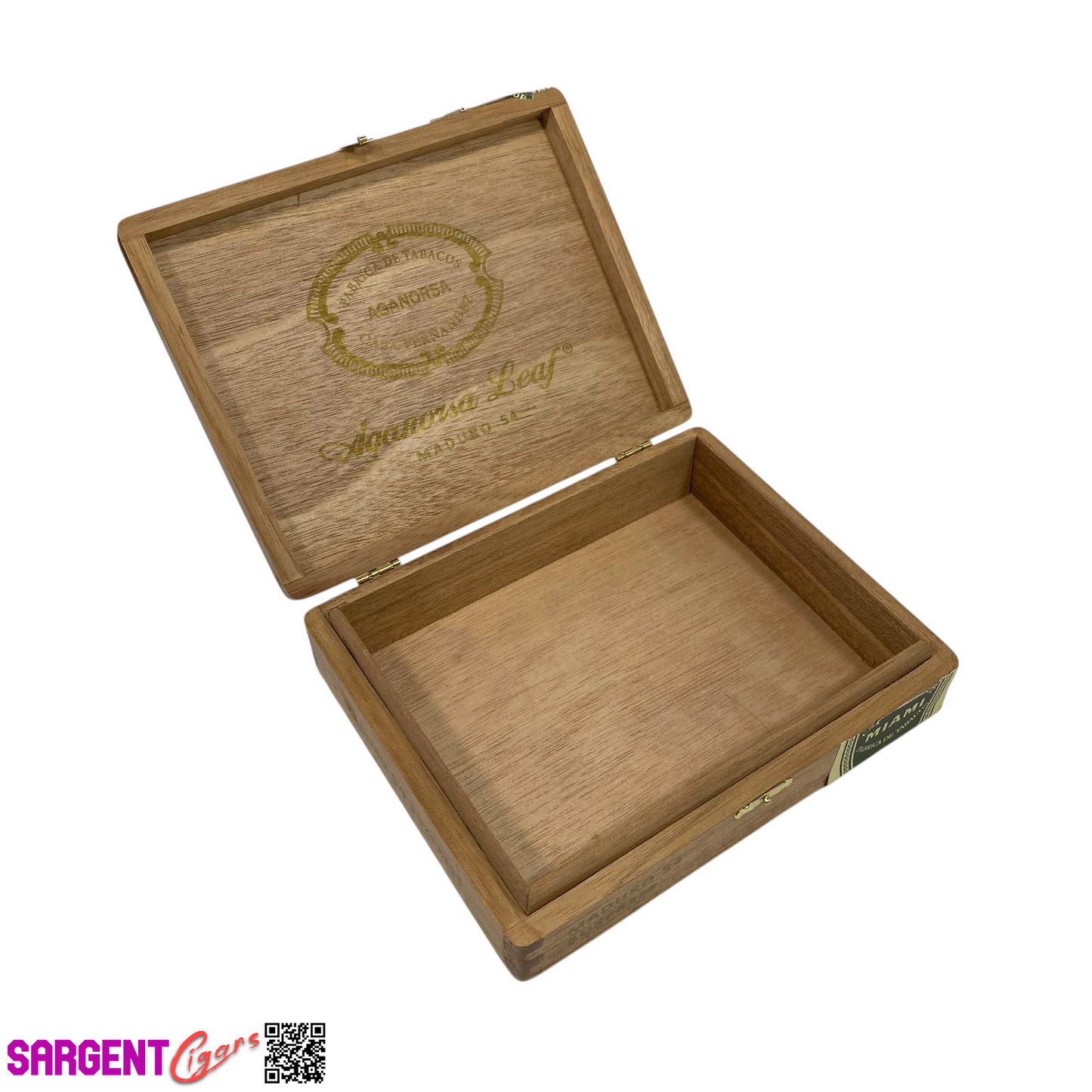 Aganorsa Leaf Maduro No54 Empty Wooden Cigar Box 7.75x6x1.75