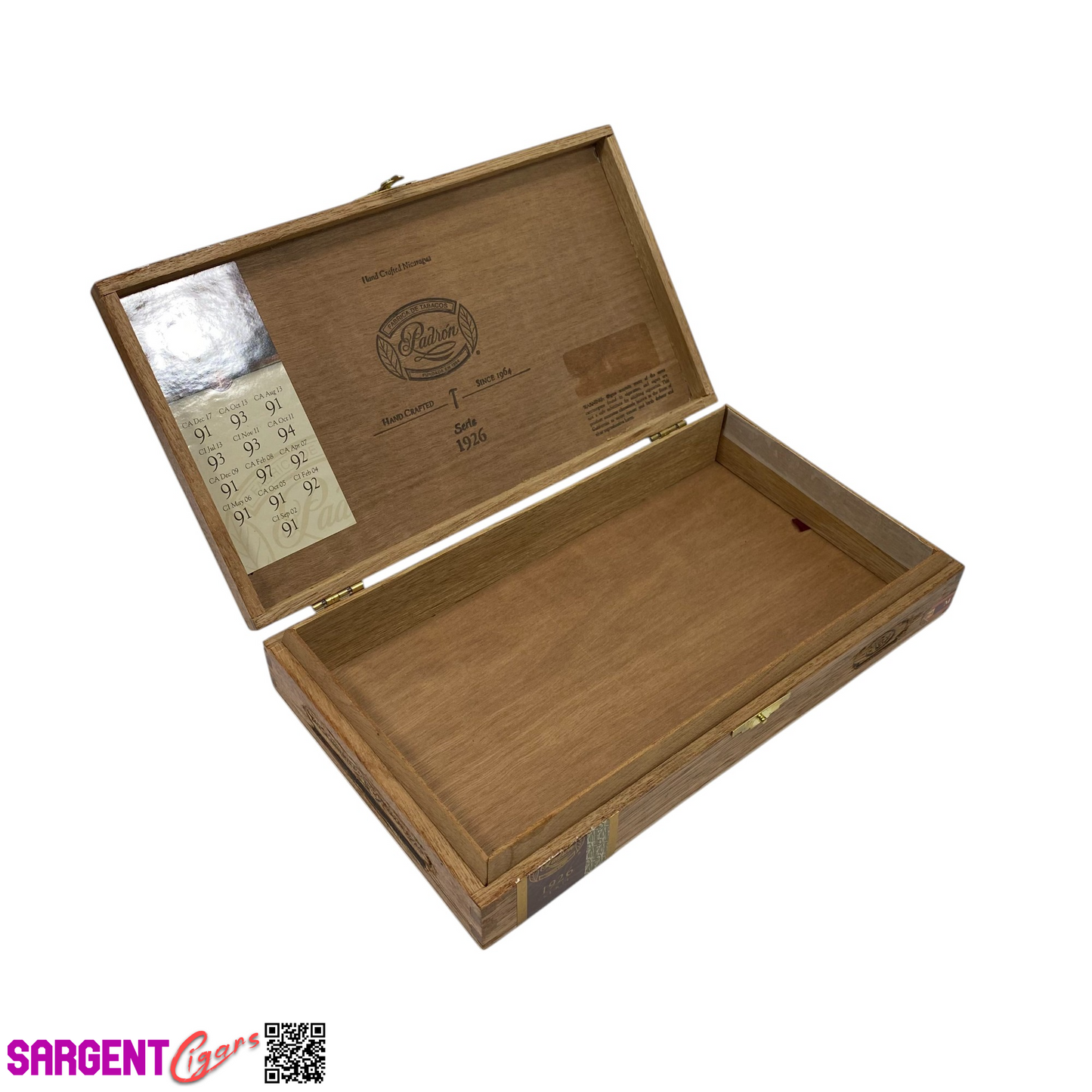 Padron 1926 No9 Empty Wooden Cigar Box 11x6.25x2