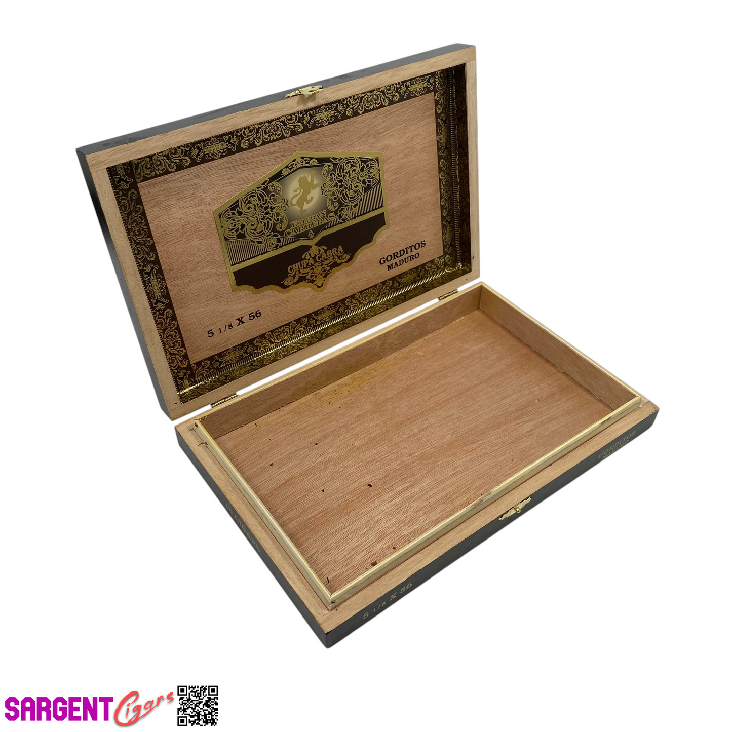 Esteban Carreras Chupa Cabra Gorditos Empty Wooden Cigar Box 10.5x7x1.5