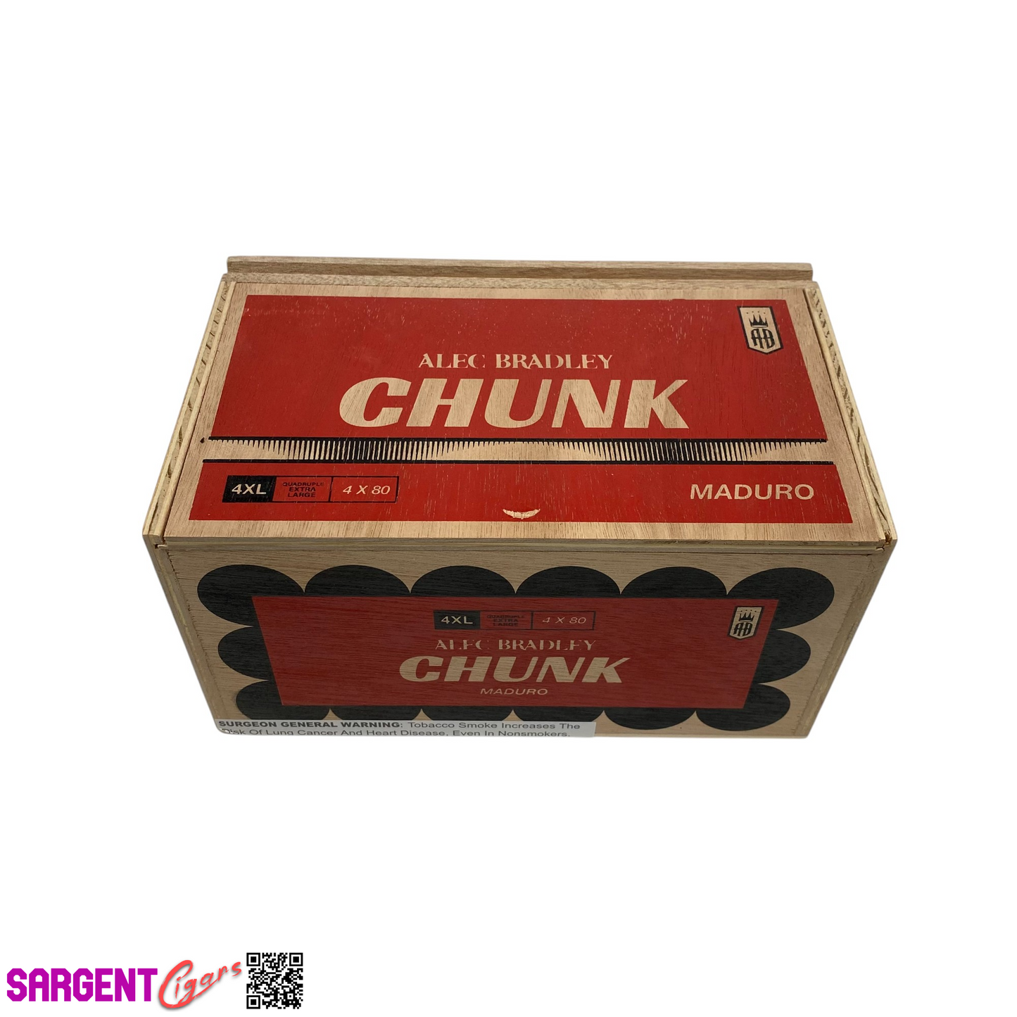 Alec Bradley Chunk 4XL Empty Wooden Cigar Box 8.25x5x4.5