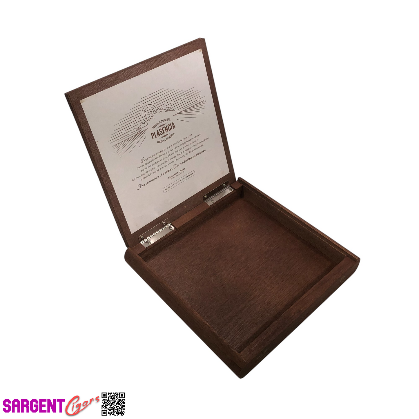 Plasencia Reserva Churchill Empty Wooden Cigar Box 8.5x8.25x1.5