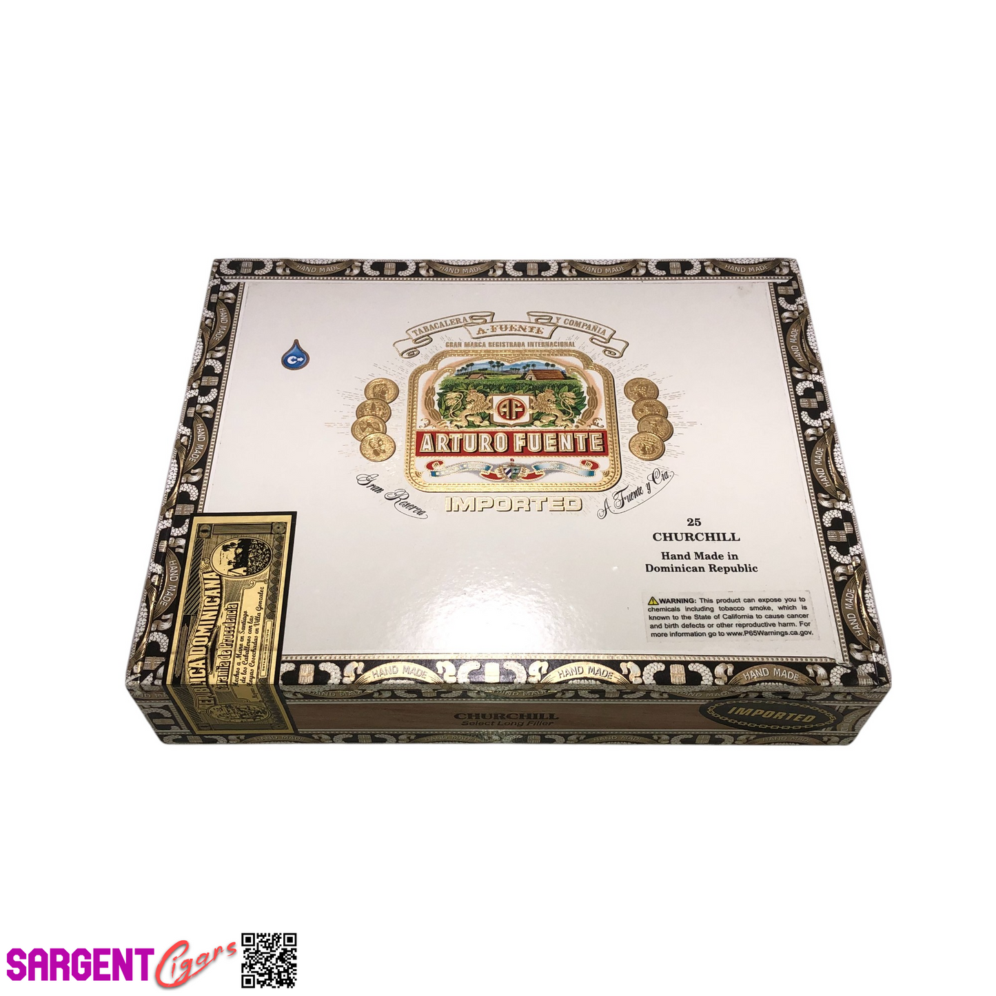 Arturo Fuente Chateau Churchill Empty Cigar Box 10x7.75x2