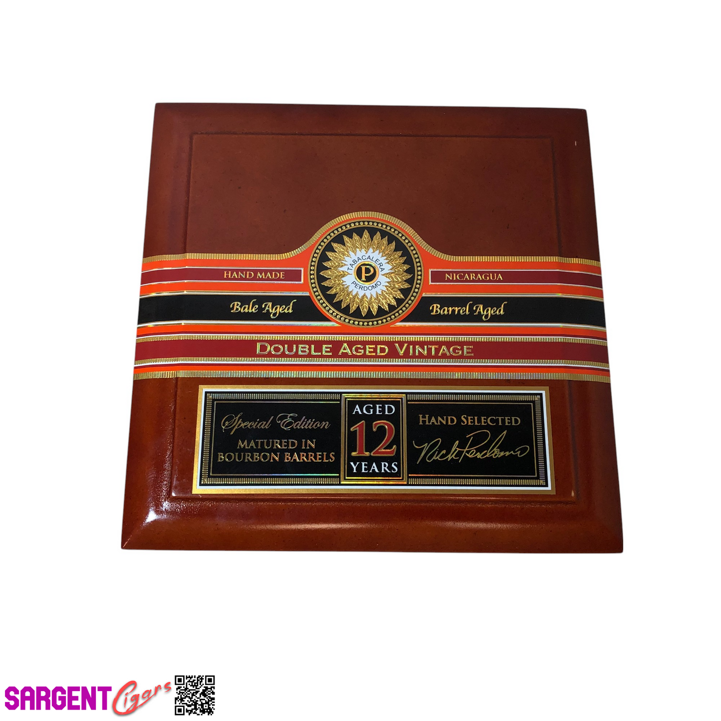 Perdomo Double Aged Vintage Conn Churchill Empty Wooden Cigar Box 8x8x3.5