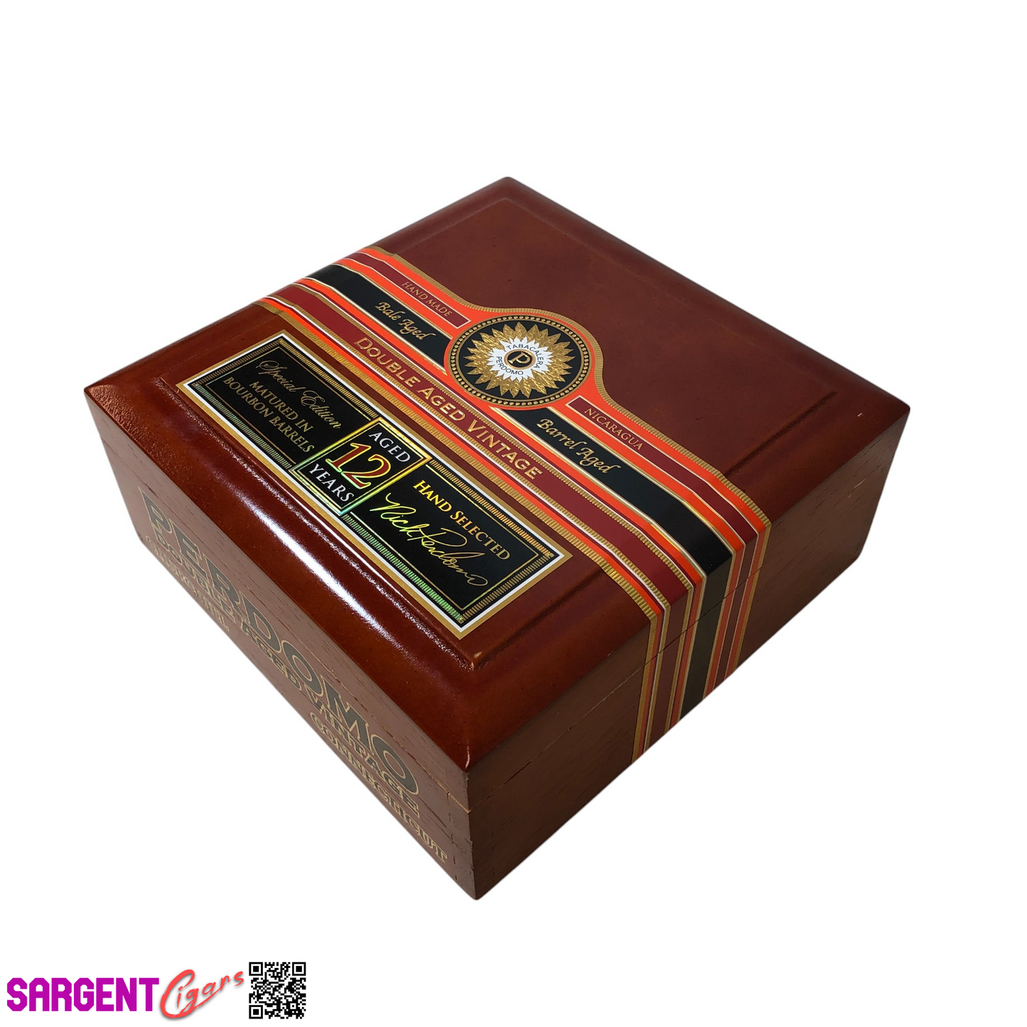 Perdomo Double Aged Vintage Conn Churchill Empty Wooden Cigar Box 8x8x3.5