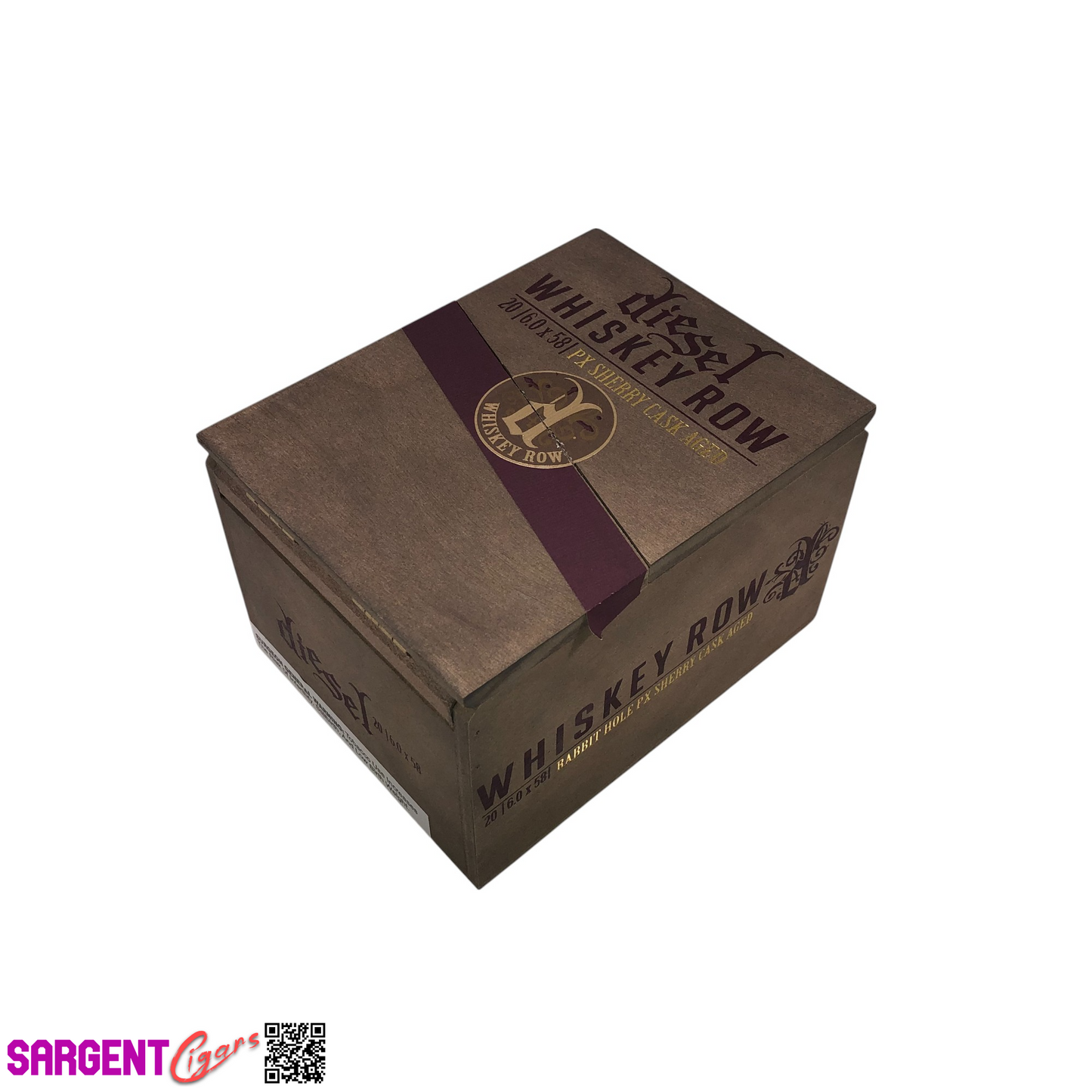 Diesel Whiskey Row Sherry Robusto Empty Wooden Cigar Box 4.5x5.75x4