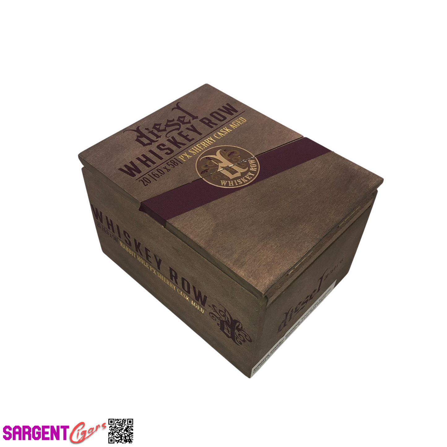 Diesel Whiskey Row Sherry Robusto Empty Wooden Cigar Box 4.5x5.75x4