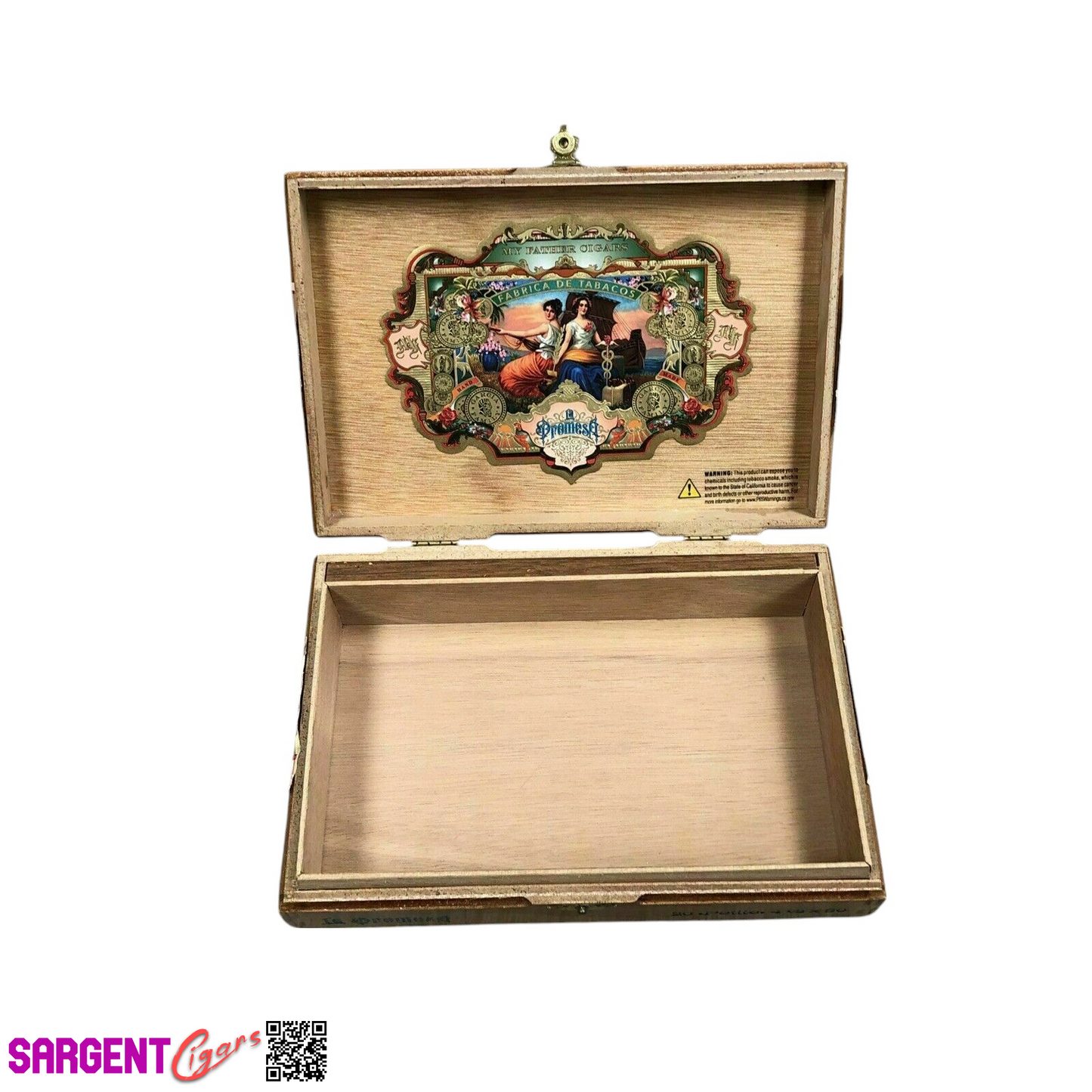 My Father Cigars La Promesa Petite Empty Wooden Cigar Box 9x6x2.25