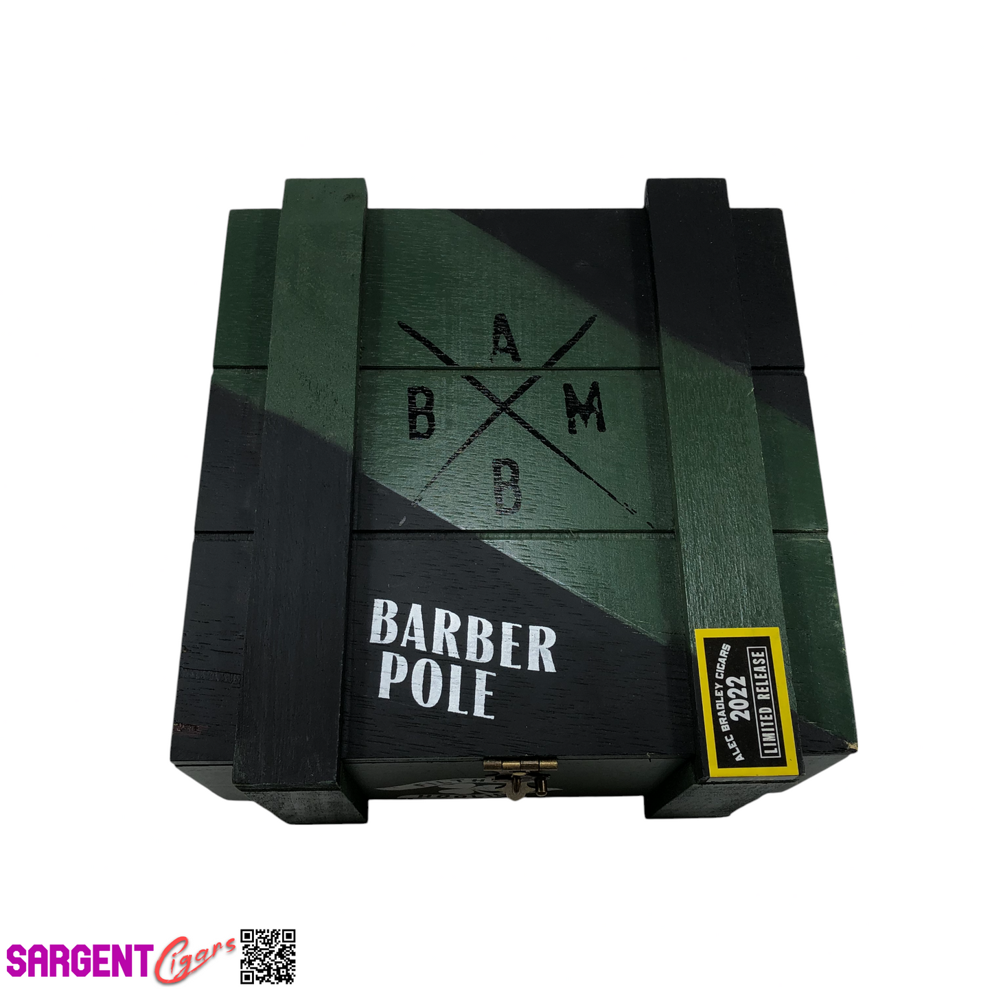 Alec Bradley Barber Pole Toro Empty Wooden Cigar Box 7x7.5x3.5