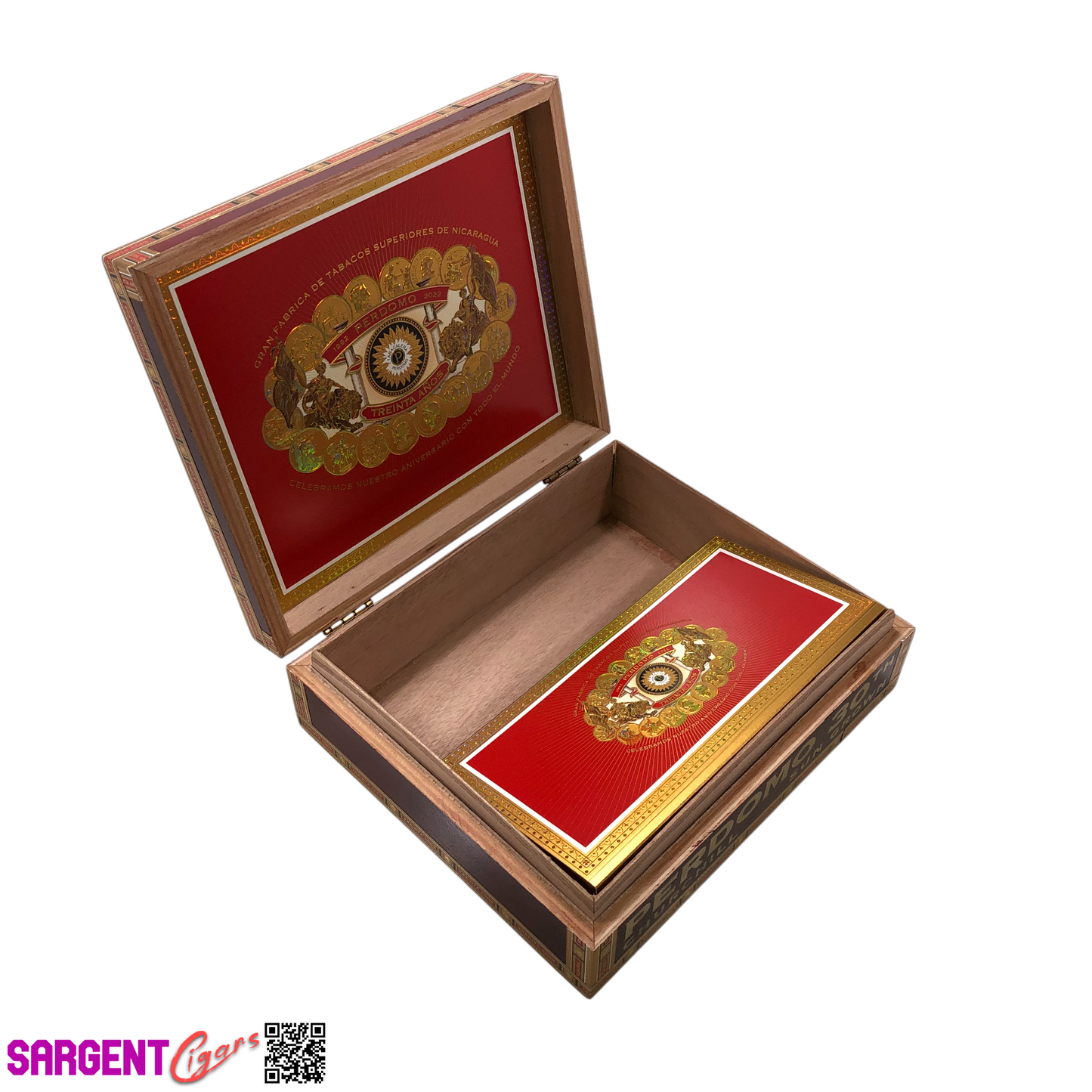 Perdomo 30th Sun Grown Churchill Empty Wooden Cigar Box 9.5x8x2.75