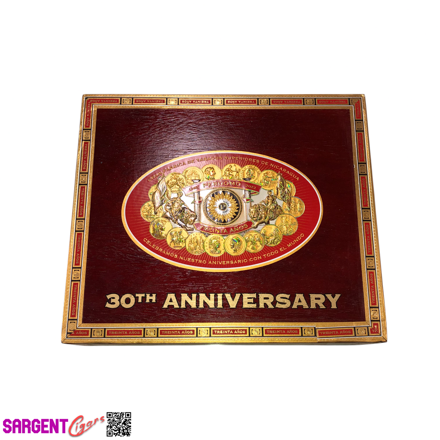 Perdomo 30th Sun Grown Churchill Empty Wooden Cigar Box 9.5x8x2.75