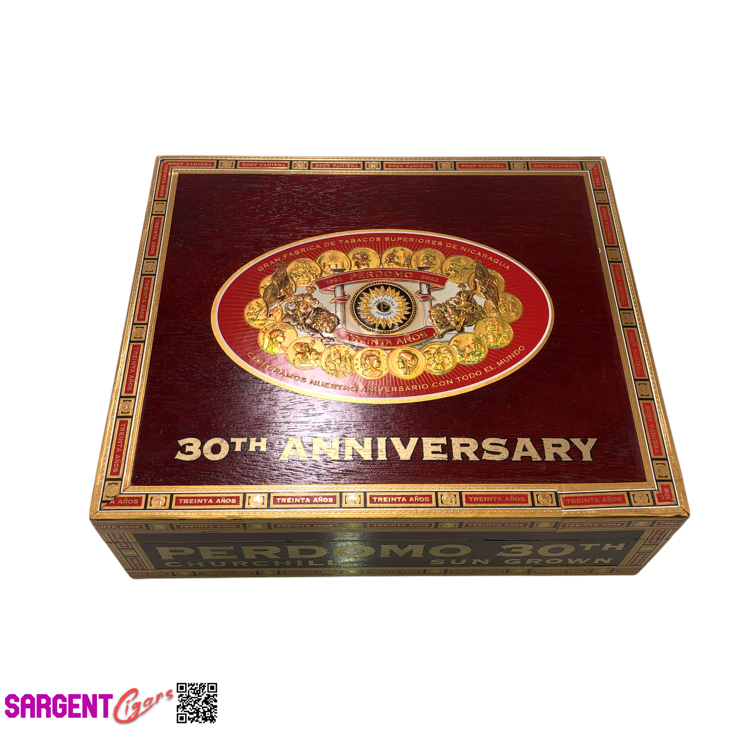 Perdomo 30th Sun Grown Churchill Empty Wooden Cigar Box 9.5x8x2.75
