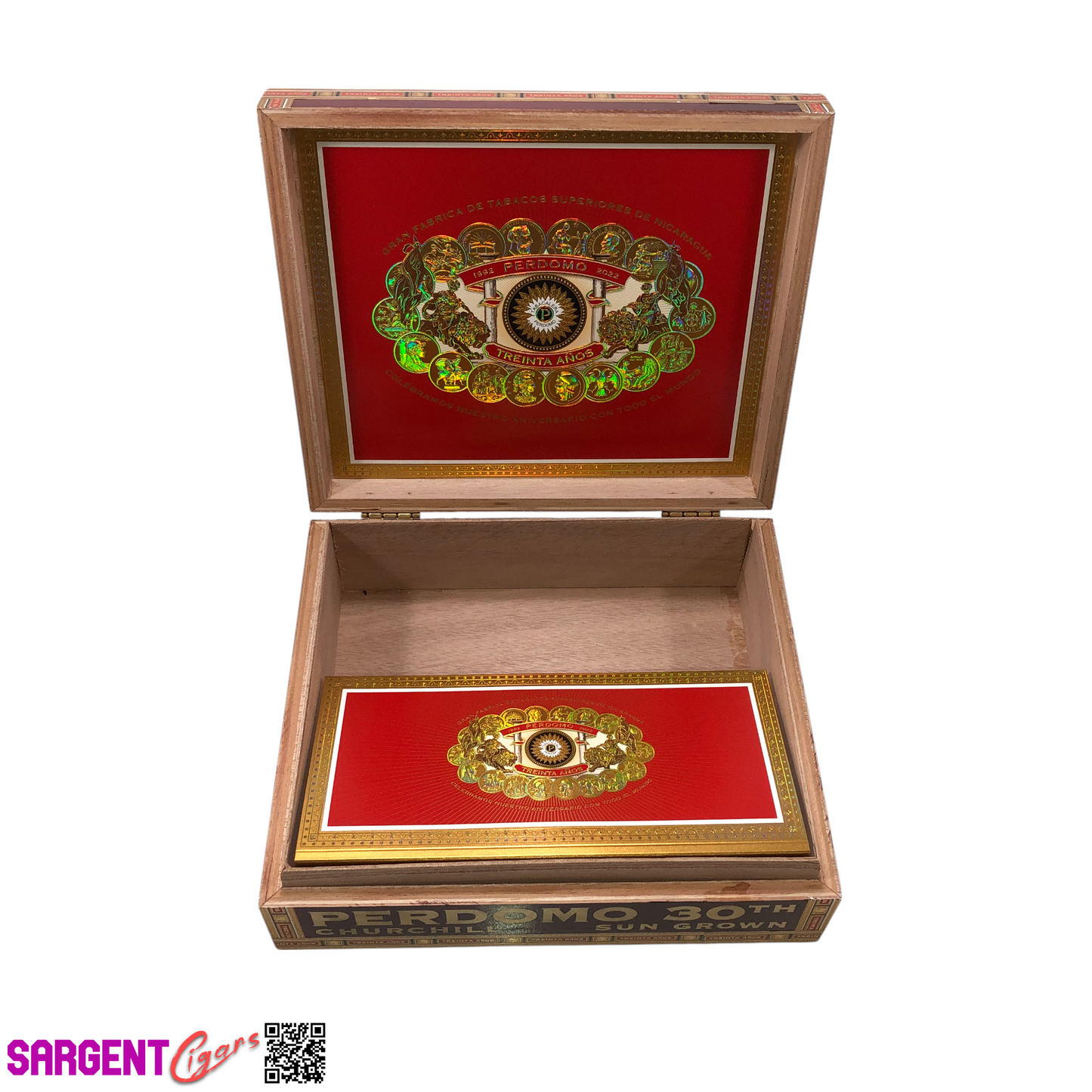 Perdomo 30th Sun Grown Churchill Empty Wooden Cigar Box 9.5x8x2.75
