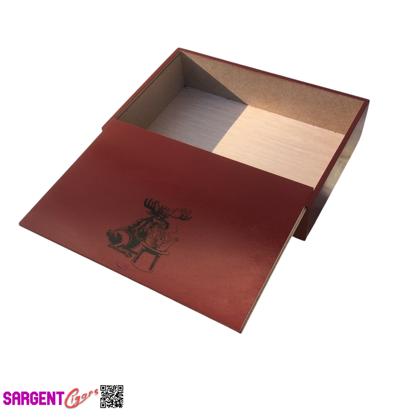 Chillin Moose Too Gigante Empty Wooden Cigar Box 10x6.5x2.5