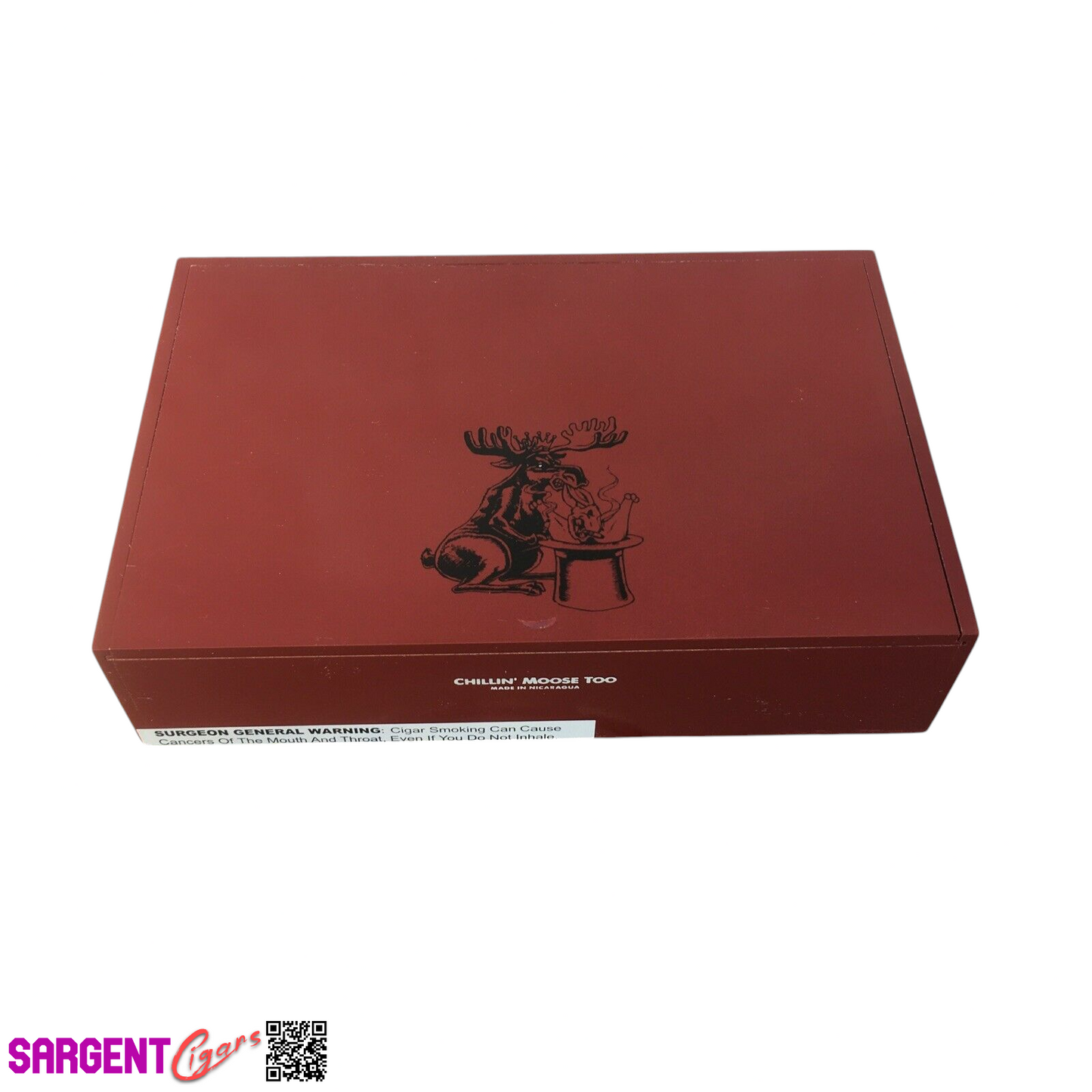 Chillin Moose Too Gigante Empty Wooden Cigar Box 10x6.5x2.5