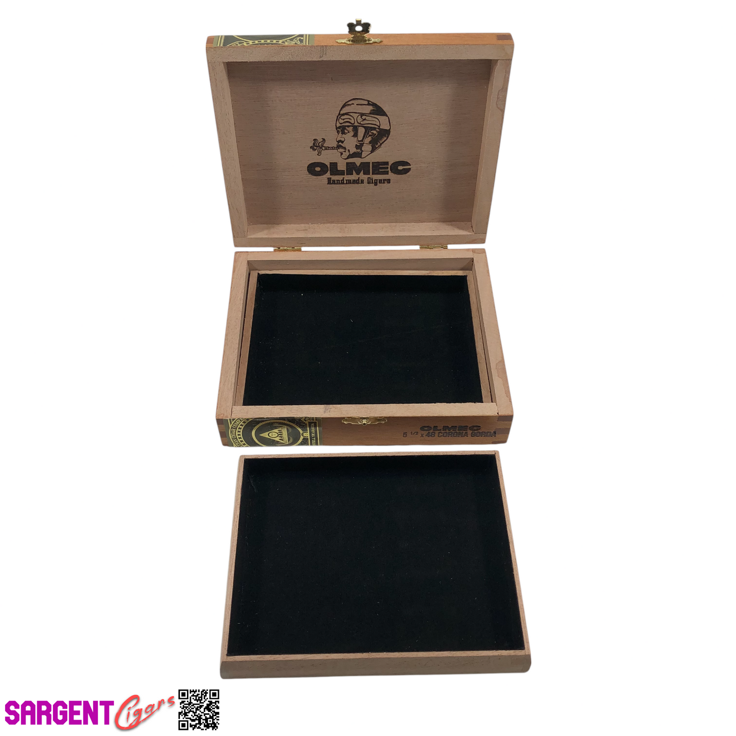 Olmec Corona Gorda Empty Wooden Cigar Box 6.5x5.5x2