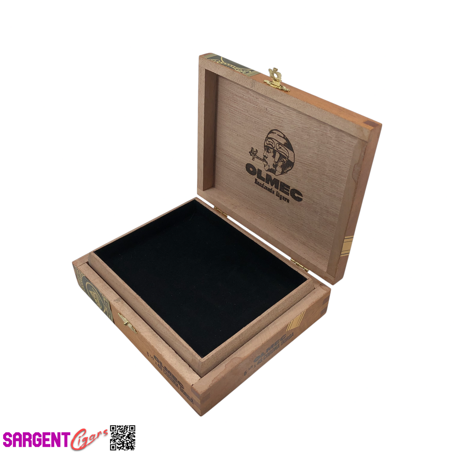 Olmec Corona Gorda Empty Wooden Cigar Box 6.5x5.5x2